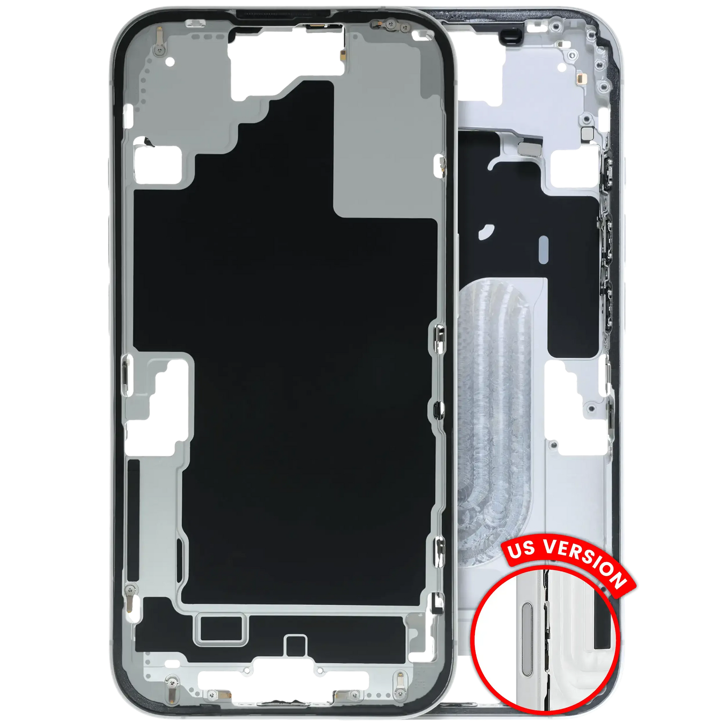 Mid-Frame Housing W/ Small Parts For iPhone 16 (US Version) (Pull) (White)
