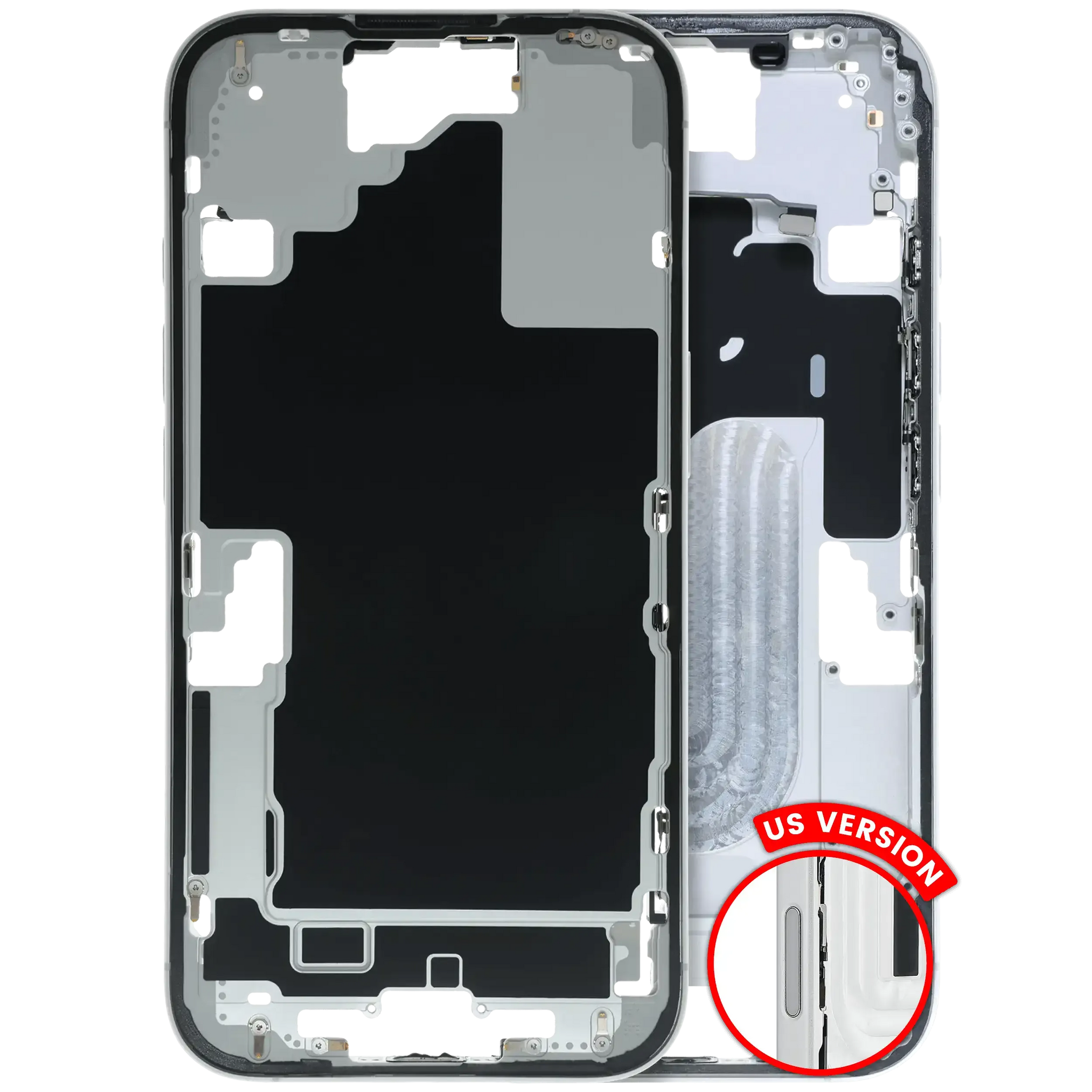 Mid-Frame Housing W/ Small Parts For iPhone 16 (US Version) (Pull) (White)