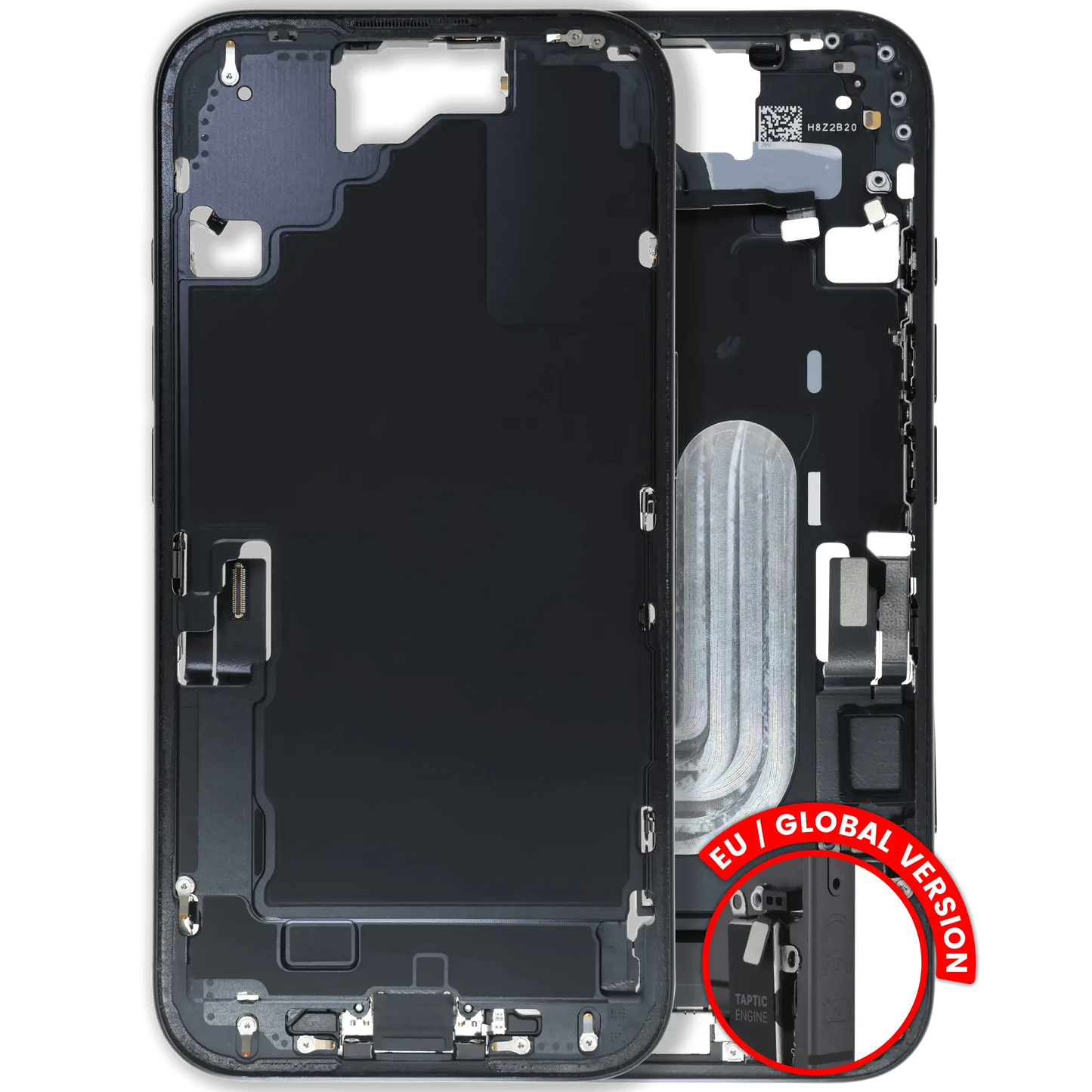 Mid-Frame Housing W/ Charging Port Flex & Small Parts For iPhone 16 (EU / Global Version) (Pull) (Black)