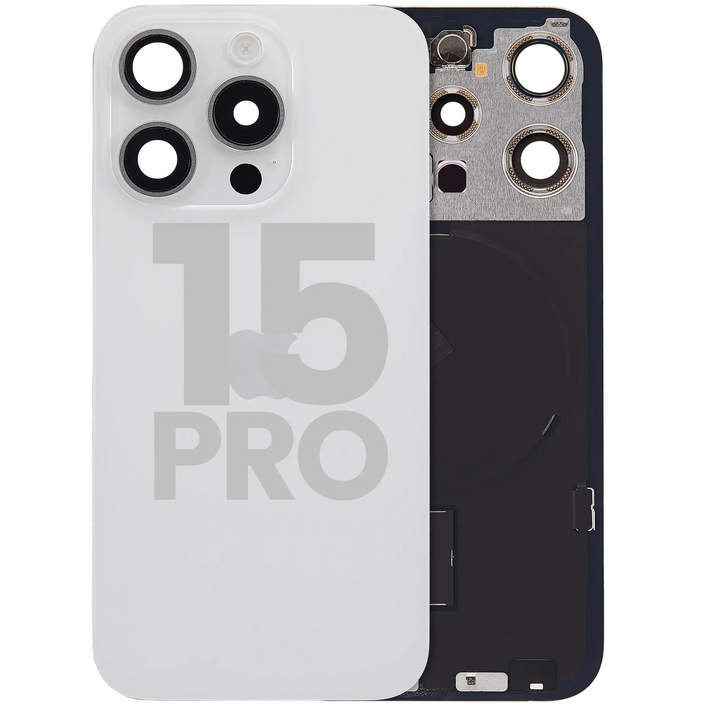 Back Glass w/ MagSafe Magnet & NFC & Flashlight Flex For iPhone 15 Pro (Pull) (White Titanium)