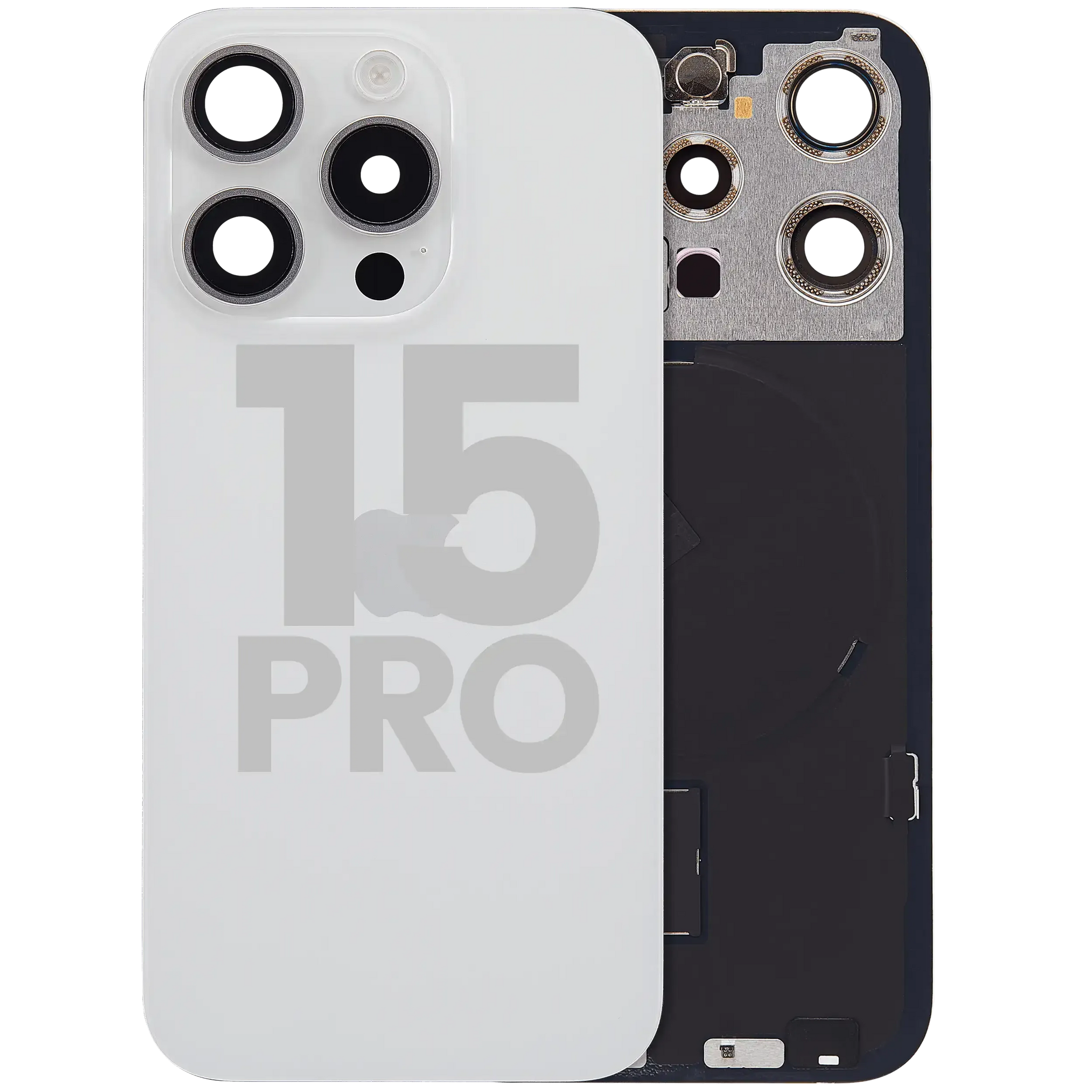 Back Glass w/ MagSafe Magnet & NFC & Flashlight Flex For iPhone 15 Pro (Pull) (White Titanium)