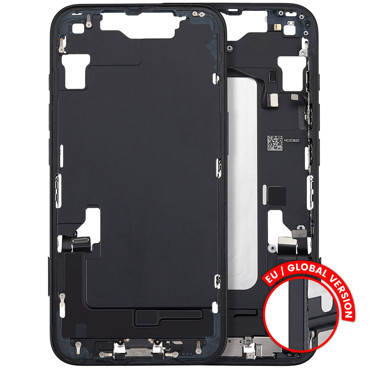 Mid-Frame Housing W/ Charging Port Flex & Small Parts For iPhone 16e (EU / Global Version) (Pull) (Black)