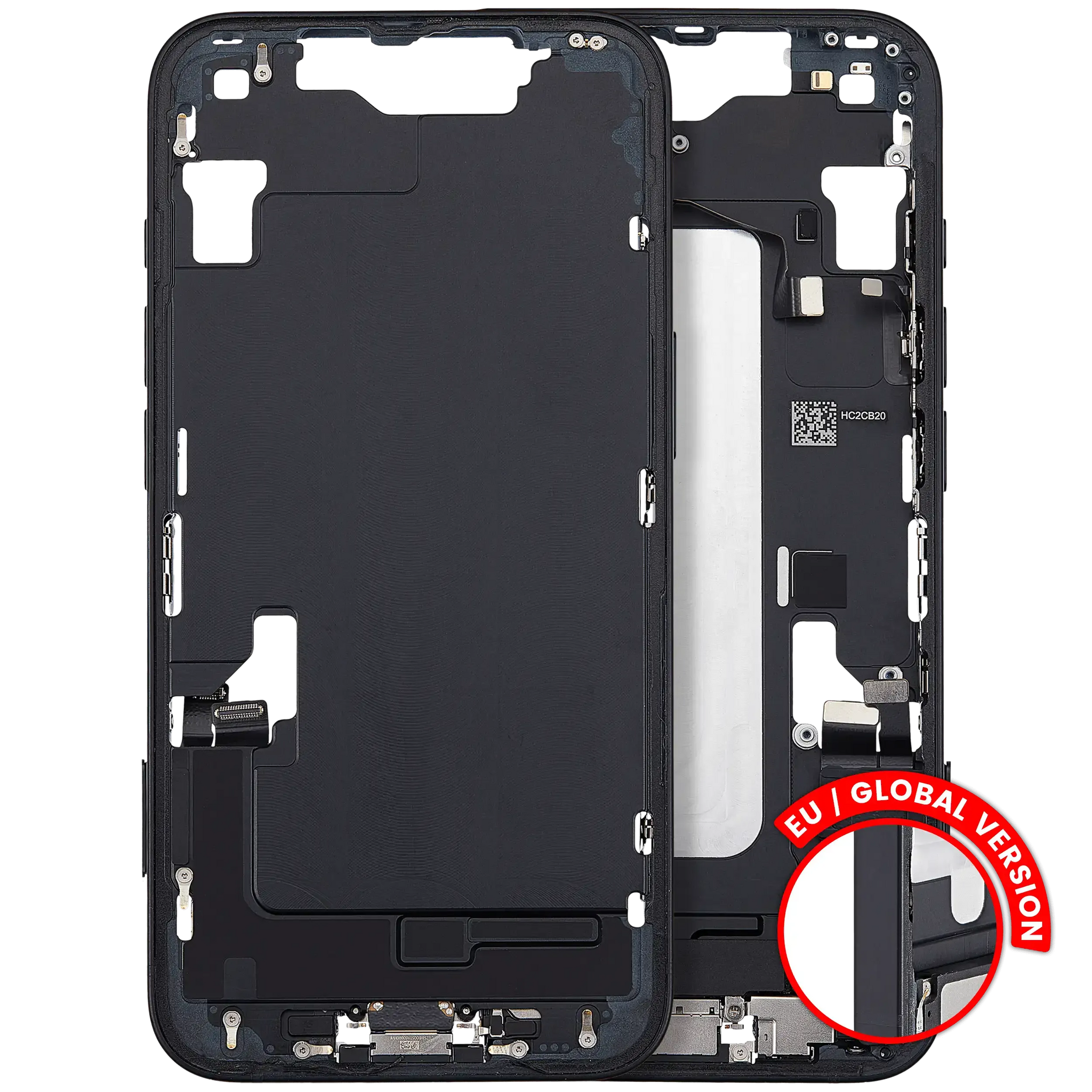 Mid-Frame Housing W/ Charging Port Flex & Small Parts For iPhone 16e (EU / Global Version) (Pull) (Black)