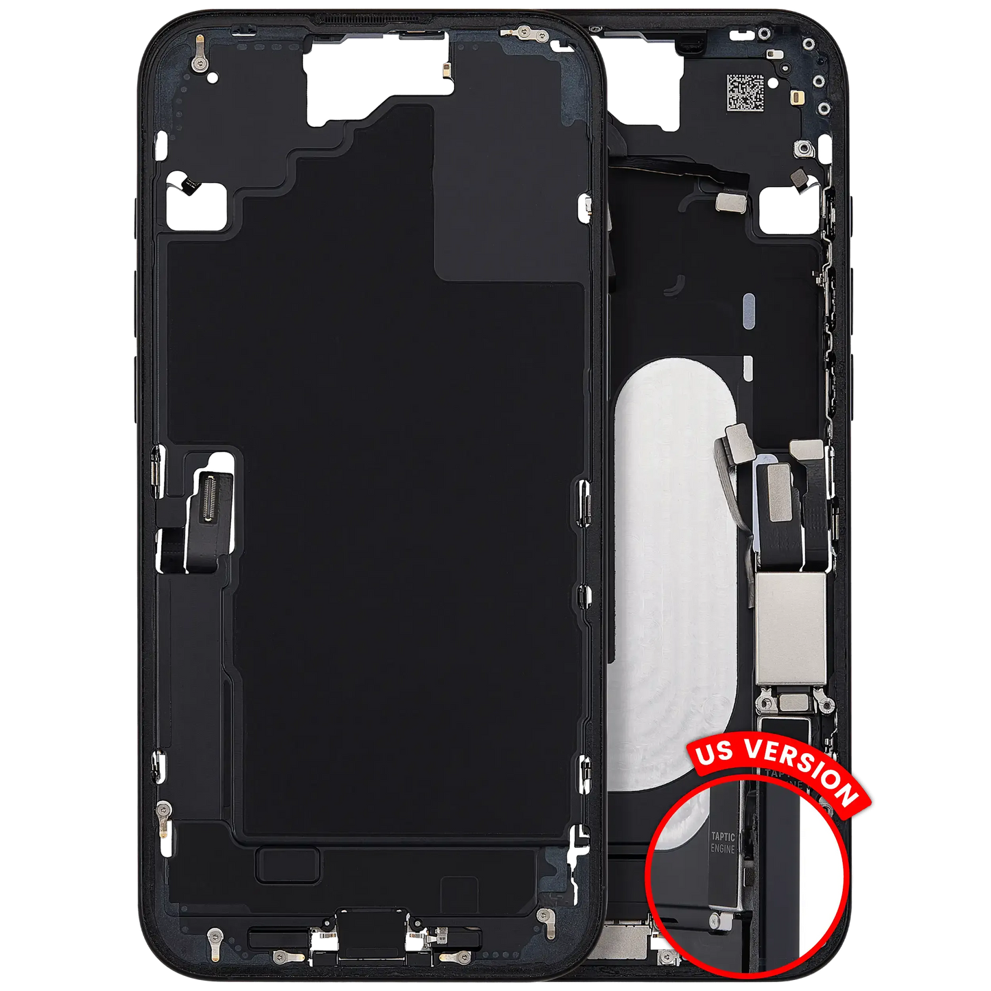 Mid-Frame Housing W/ Charging Port Flex & Small Parts For iPhone 16 Plus (US Version) (Pull) (Black)