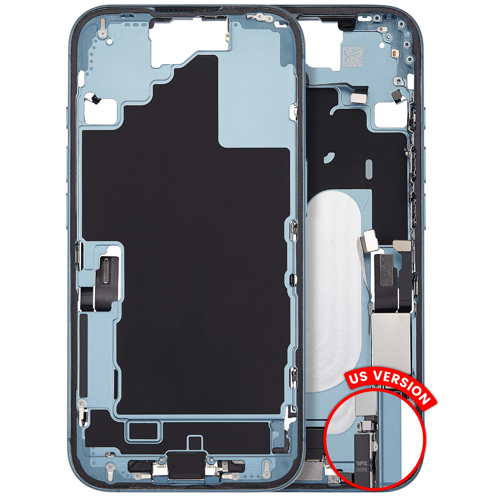 Mid-Frame Housing W/ Charging Port Flex & Small Parts For iPhone 16 (US Version) (Pull) (Teal)