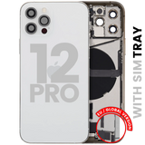 Back Housing W/ Charging Port Flex & Small Parts For iPhone 12 Pro (EU / Global Version) (Used OEM) (Pull) (Silver)