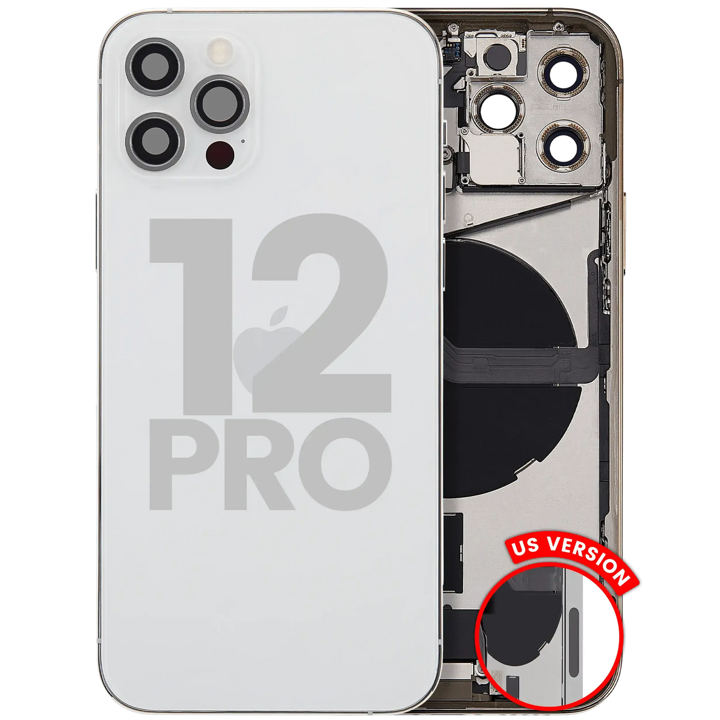 Back Housing W/ Charging Port Flex & Small Parts For iPhone 12 Pro (US Version) (Pull) (Silver)