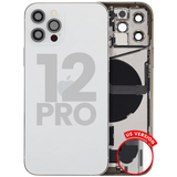 Back Housing W/ Charging Port Flex & Small Parts For iPhone 12 Pro (US Version) (Pull) (Silver)