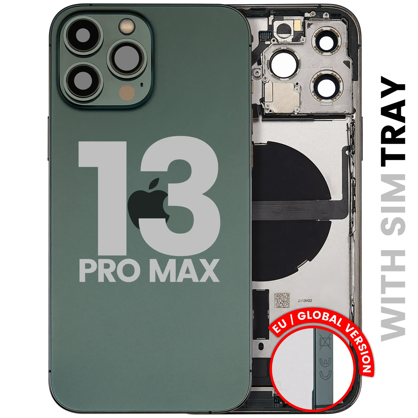 Back Housing W/ Charging Port Flex & Small Parts For iPhone 13 Pro Max (EU / Global Version) (Pull) (Alpine Green)
