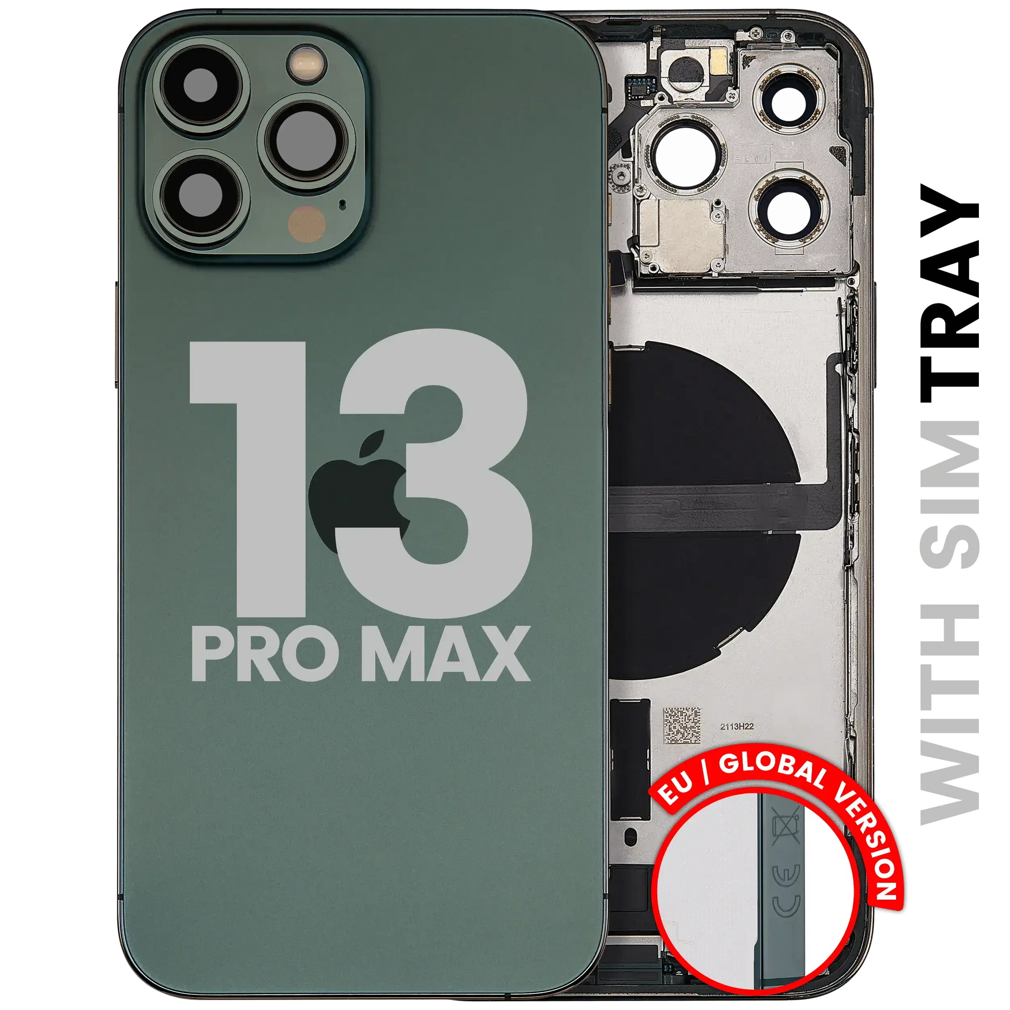 Back Housing W/ Charging Port Flex & Small Parts For iPhone 13 Pro Max (EU / Global Version) (Pull) (Alpine Green)