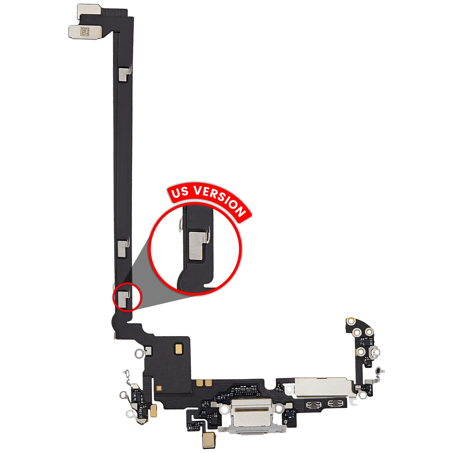 Charging Port Flex Cable For iPhone 17 Pro Max (Pull) (US Version) (Silver)