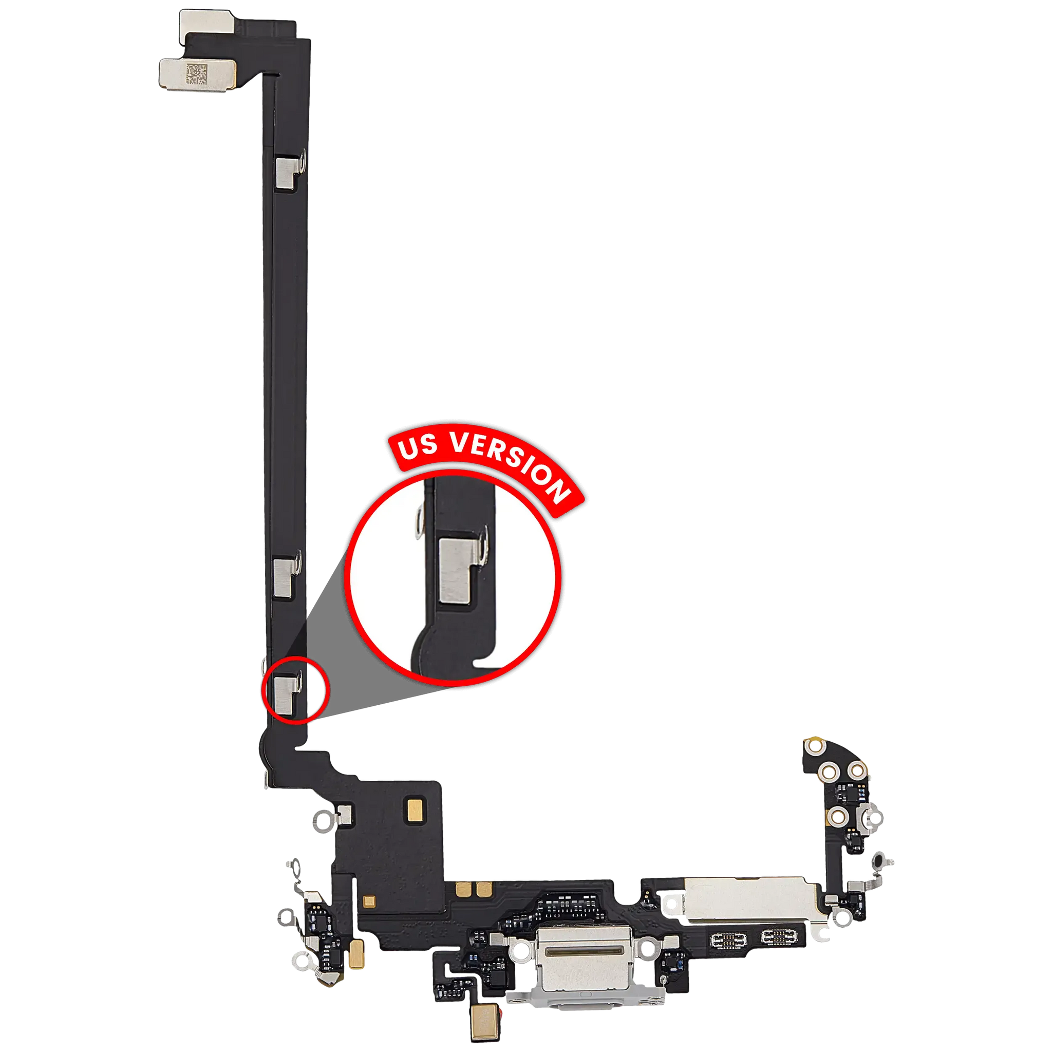 Charging Port Flex Cable For iPhone 17 Pro Max (Pull) (US Version) (Silver)