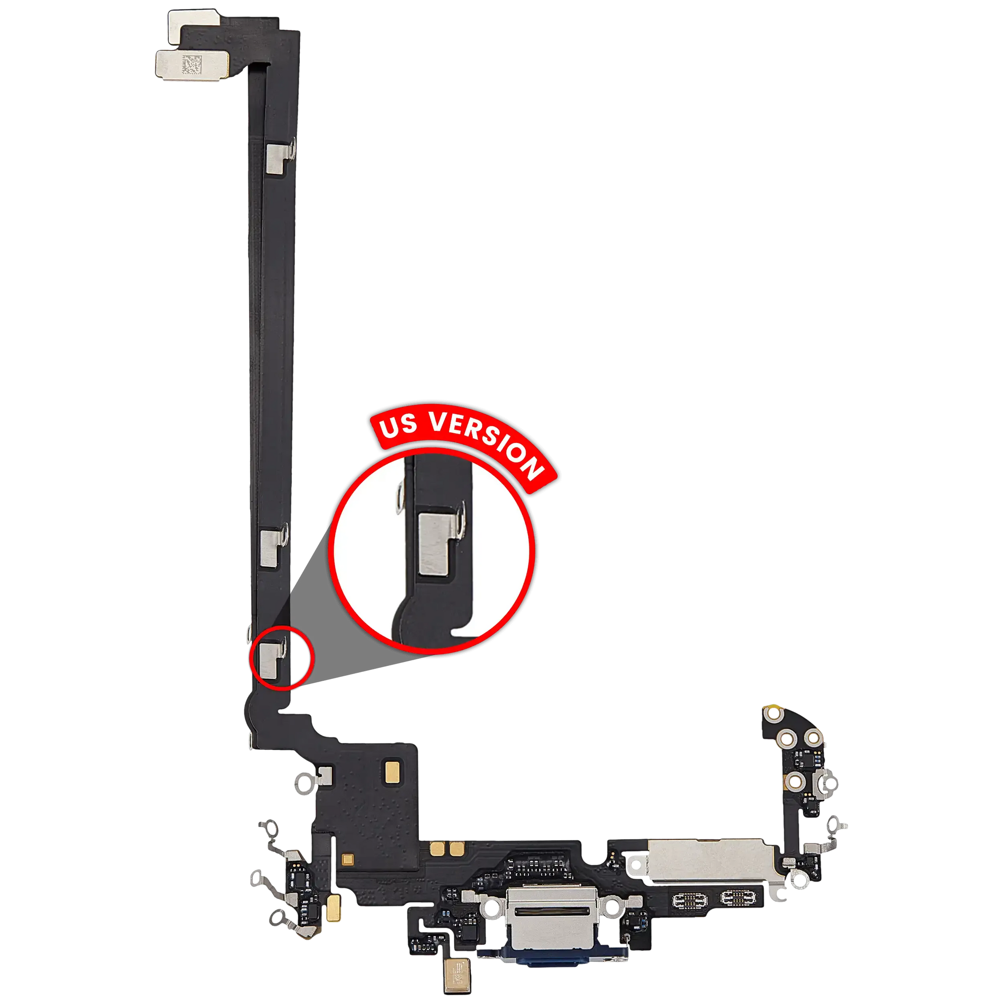 Charging Port Flex Cable For iPhone 17 Pro Max (Pull) (US Version) (Silver)