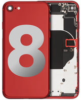 Back Housing W/ Small Components Pre-Installed For iPhone 8 (Pull) (Red)