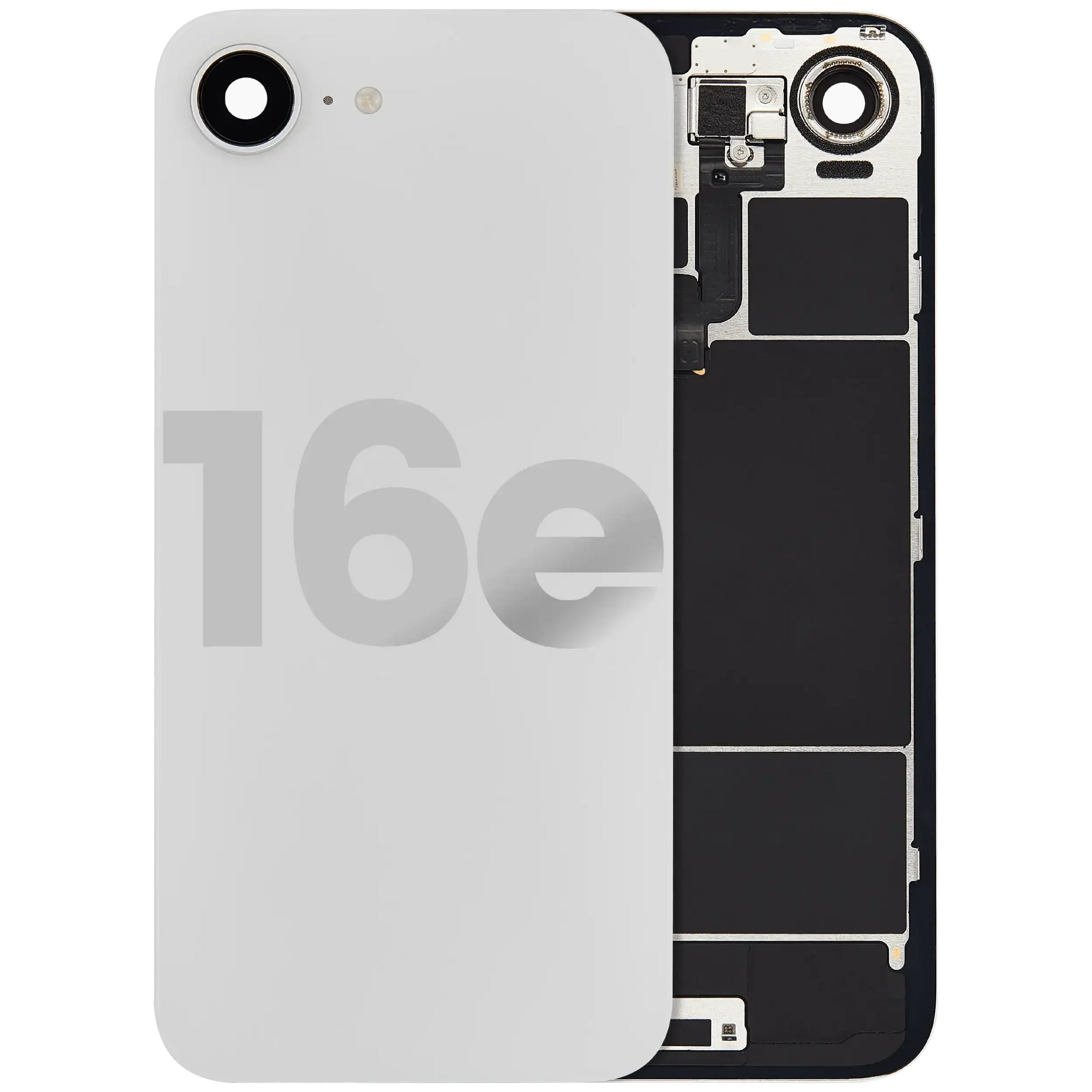 Back Glass w/ MagSafe Magnet & NFC & Flashlight Flex For iPhone 16e (Pull) (White)