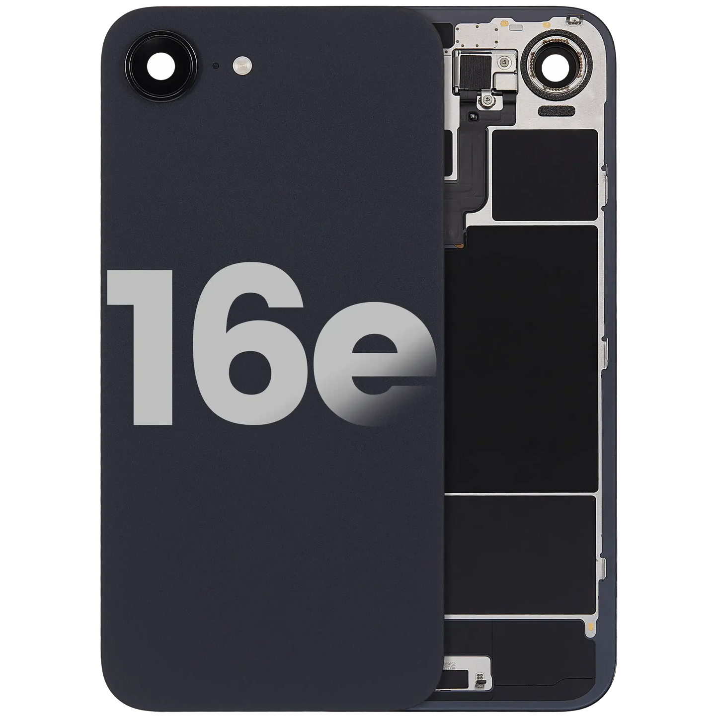 Back Glass w/ MagSafe Magnet & NFC & Flashlight Flex For iPhone 16e (Pull) (Black)