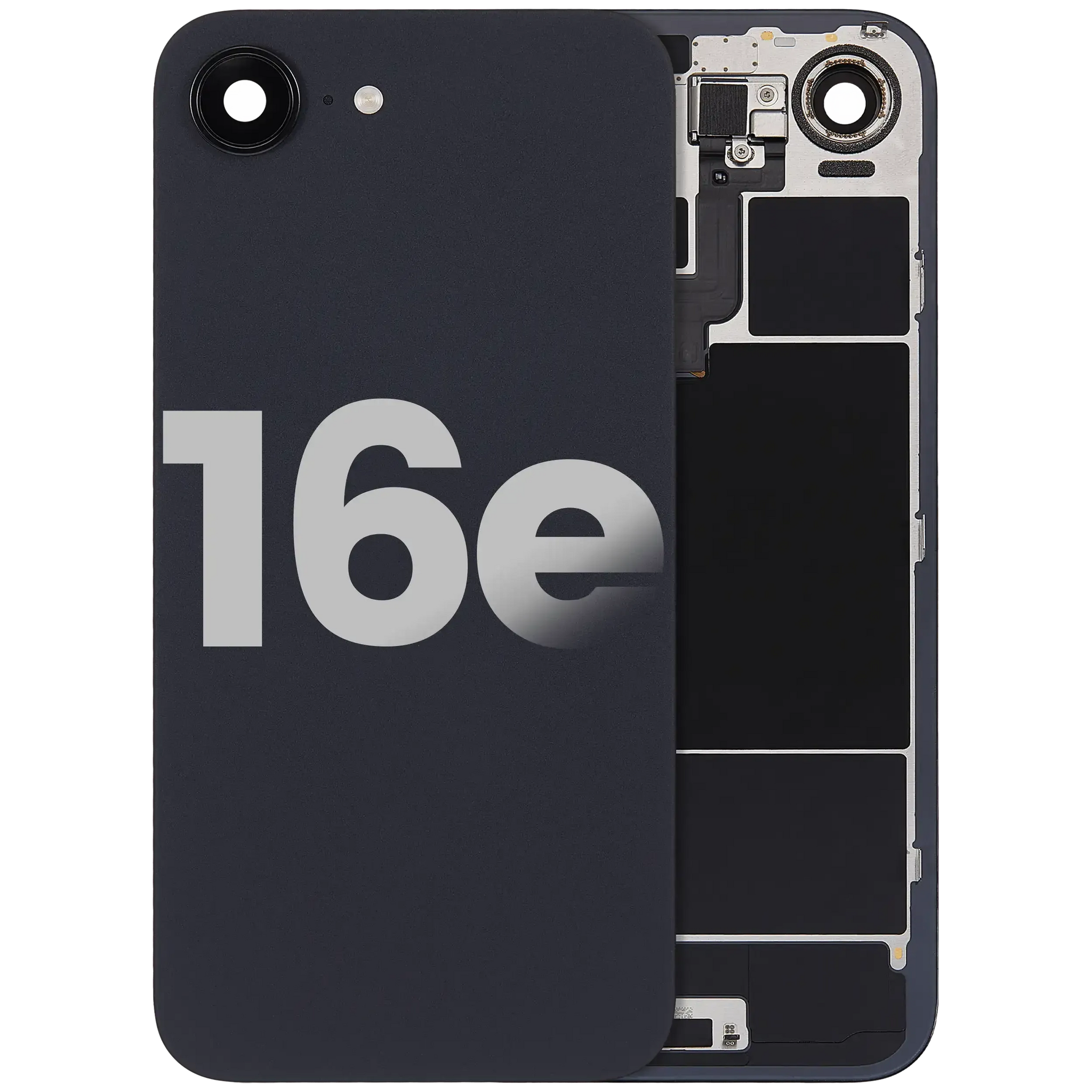 Back Glass w/ MagSafe Magnet & NFC & Flashlight Flex For iPhone 16e (Pull) (Black)
