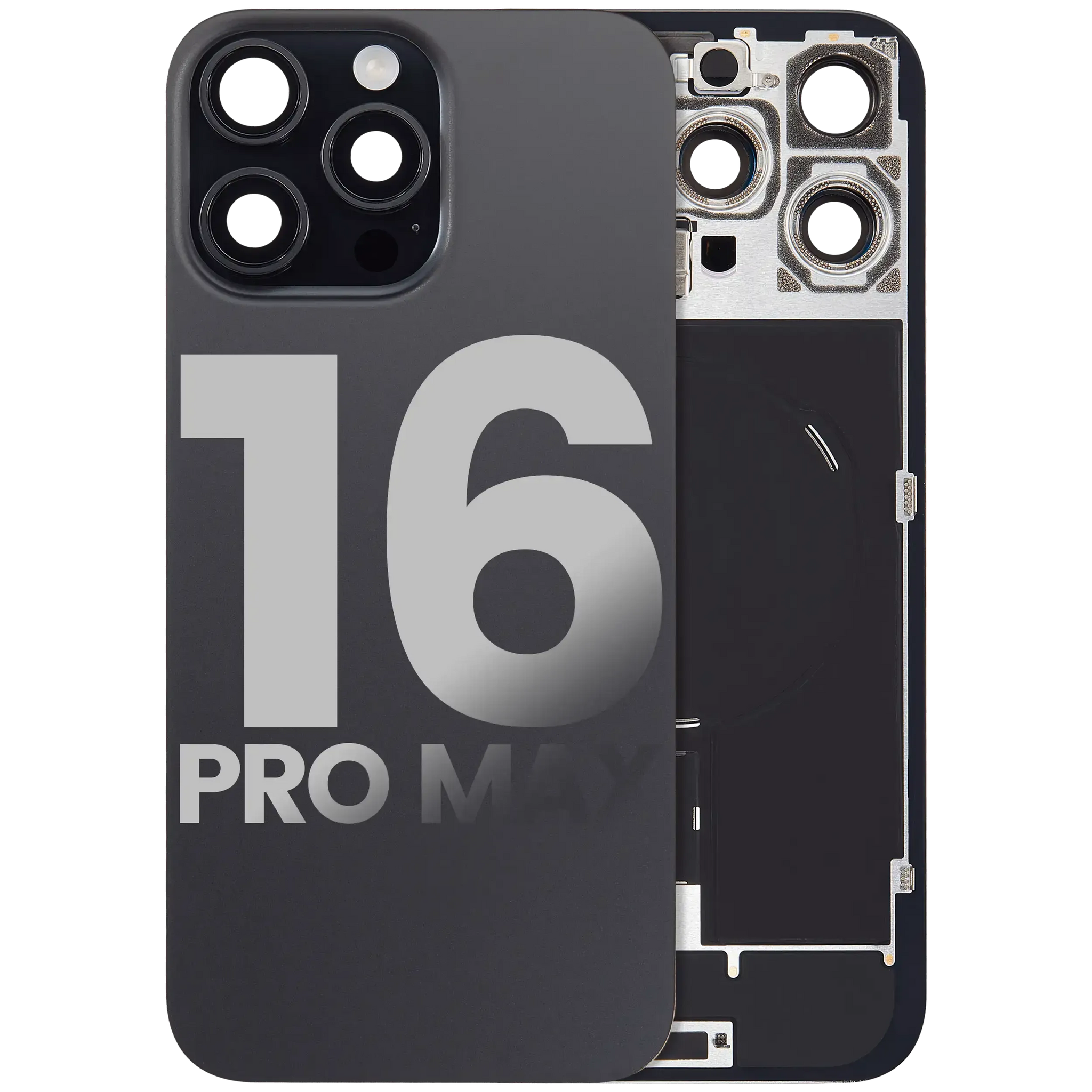 Back Glass w/ MagSafe Magnet & NFC & Flashlight Flex For iPhone 16 Pro Max (Pull) (Black Titanium)
