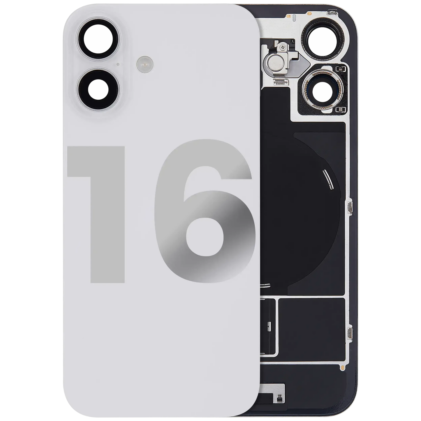 Back Glass w/ MagSafe Magnet & NFC & Flashlight Flex For iPhone 16 (Pull) (White)