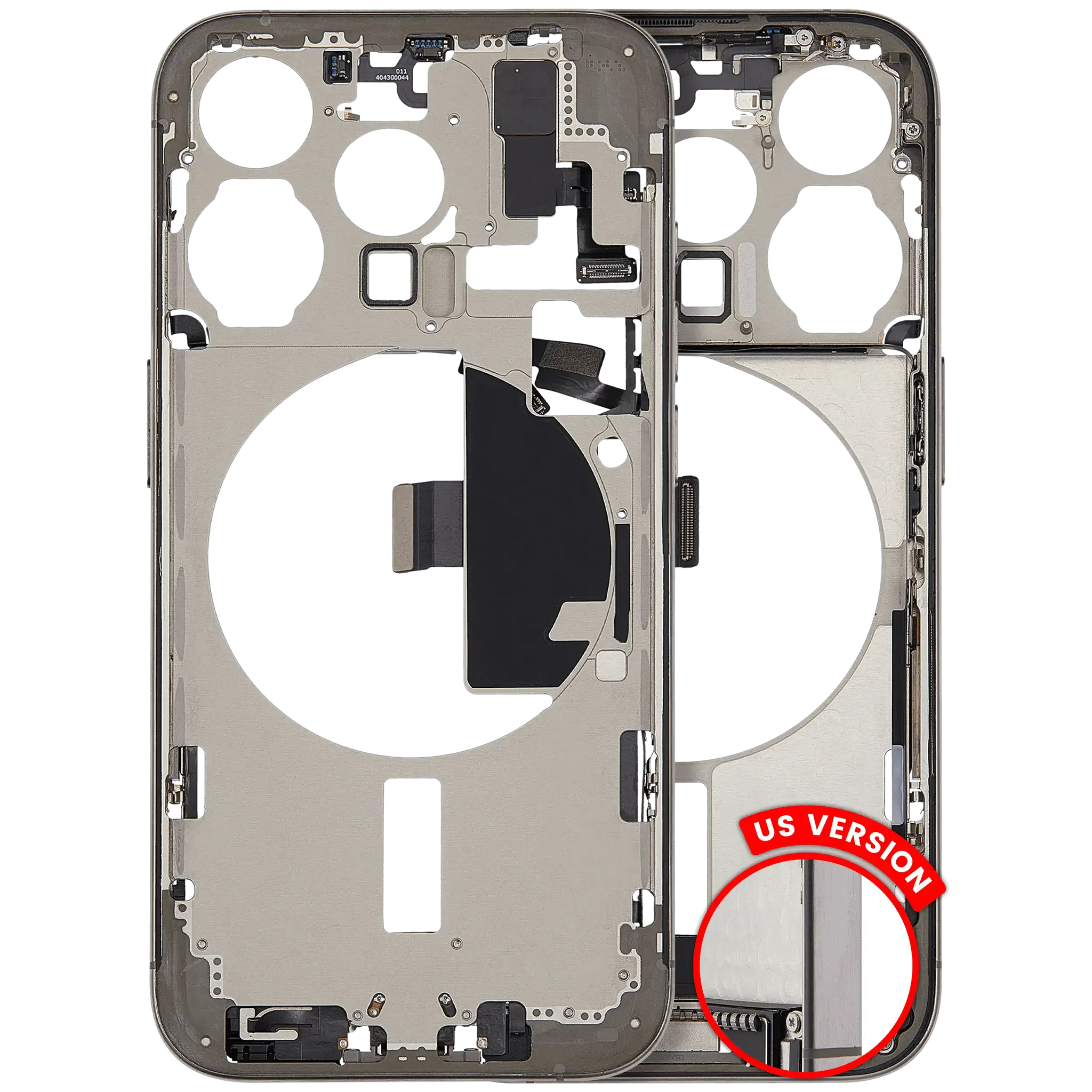 Mid-Frame Housing W/ Charging Port Flex & Small Parts For iPhone 15 Pro (US Version) (Pull) (Natural Titanium)