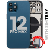 Back Housing W/ Charging Port Flex & Small Parts For iPhone 12 Pro Max (EU / Global Version) (Used OEM) (Pull) (Pacific Blue)
