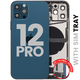 Back Housing W/ Charging Port Flex & Small Parts For iPhone 12 Pro (EU / Global Version) (Used OEM) (Pull) (Pacific Blue)