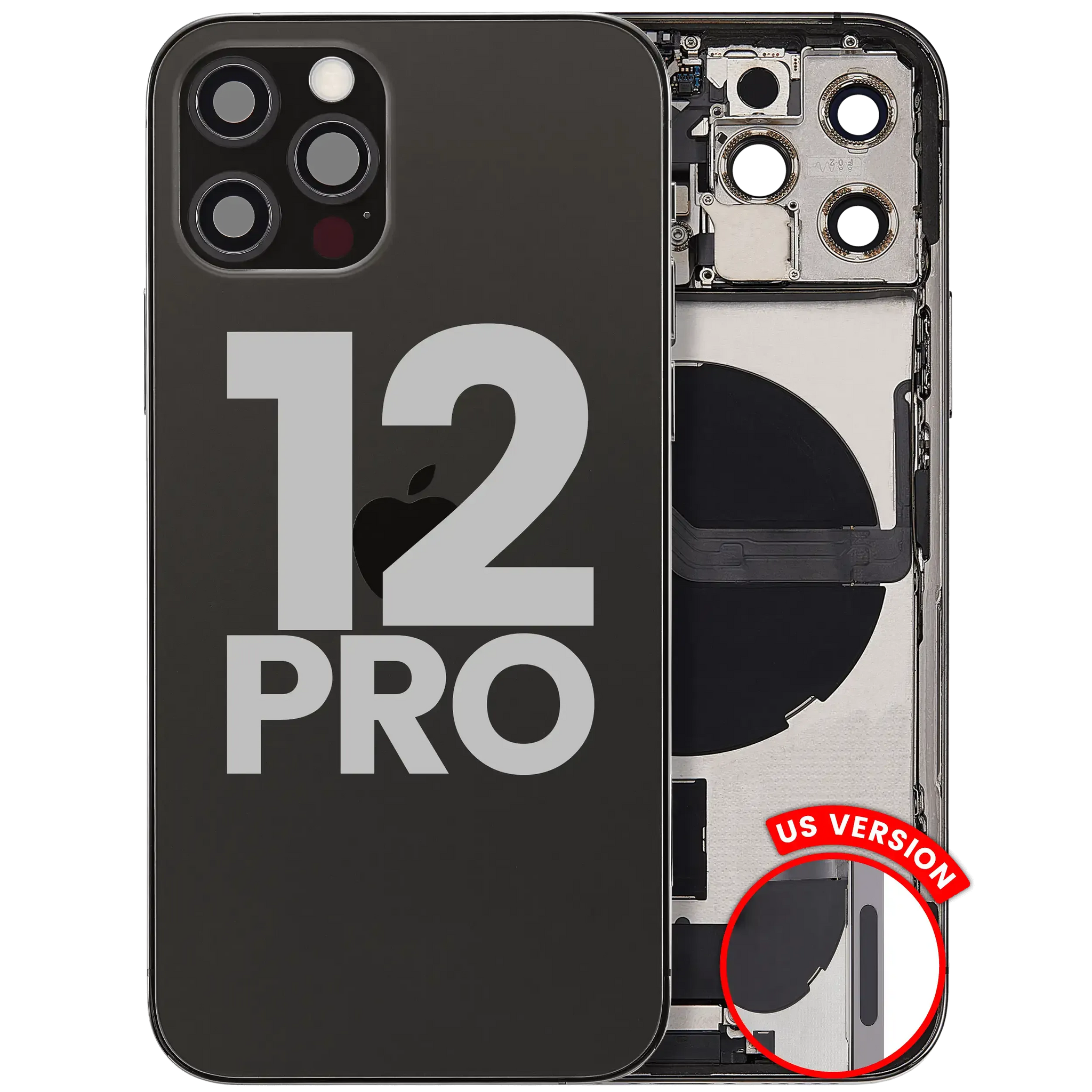 Back Housing W/ Charging Port Flex & Small Parts For iPhone 12 Pro (US Version) (Pull) (Graphite)