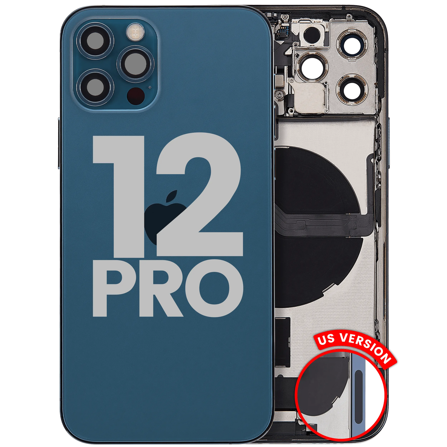 Back Housing W/ Charging Port Flex & Small Parts For iPhone 12 Pro (US Version) (Pull) (Pacific Blue)