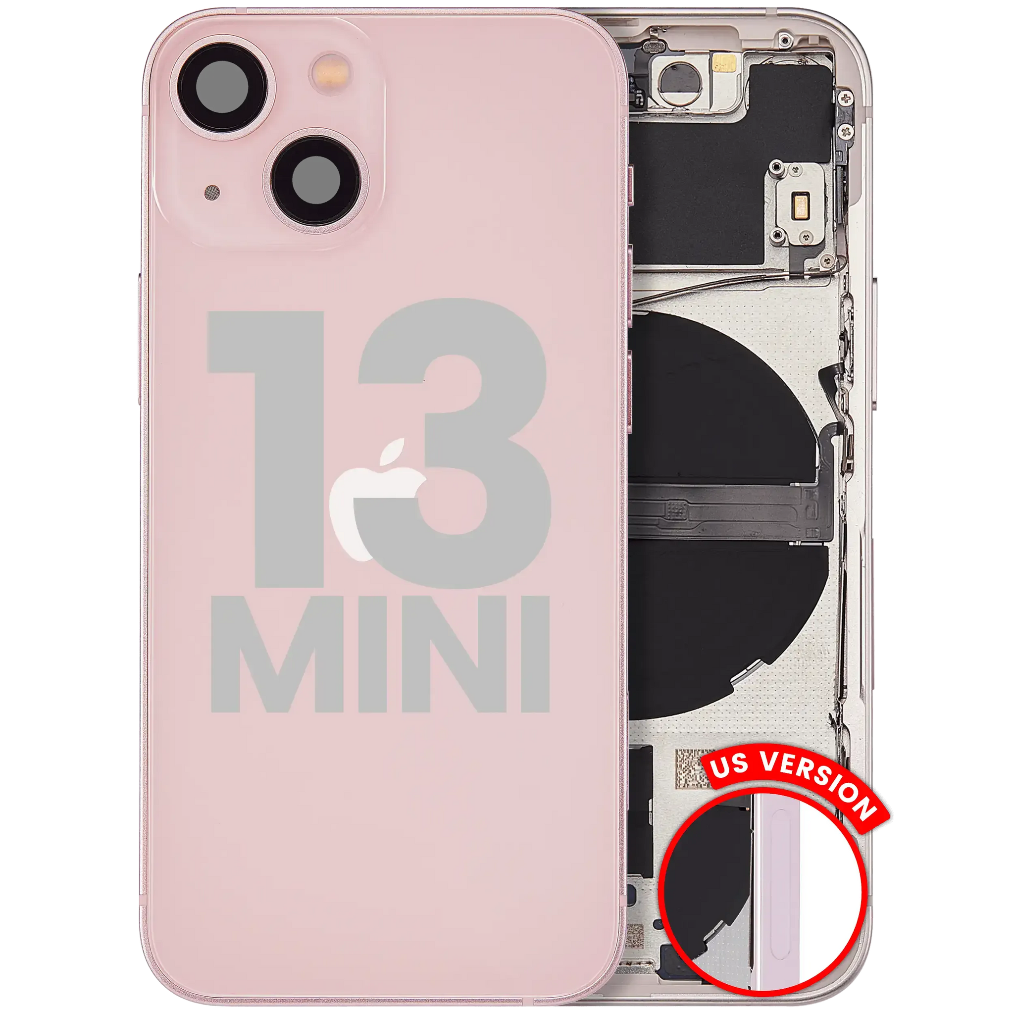 Back Housing W/ Small Parts For iPhone 13 Mini (US Version) (Pull) (Pink)