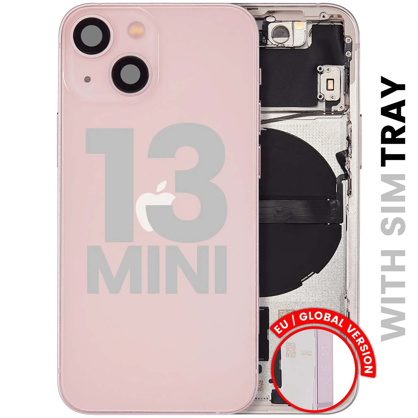 Back Housing W/ Charging Port Flex & Small Parts For iPhone 13 Mini (EU / Global Version) (Used OEM) (Pull) (Pink)