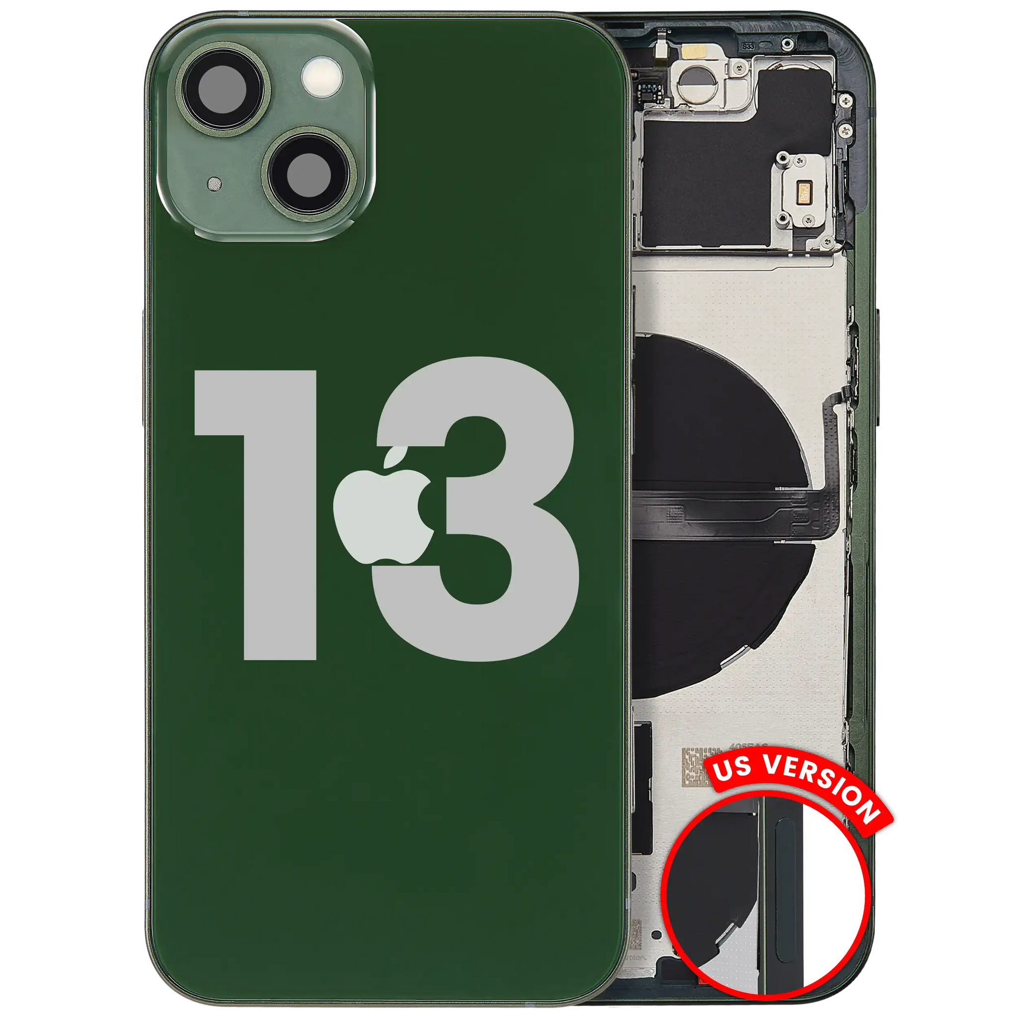 Back Housing W/ Small Parts For iPhone 13 (US Version) (Pull) (Green)
