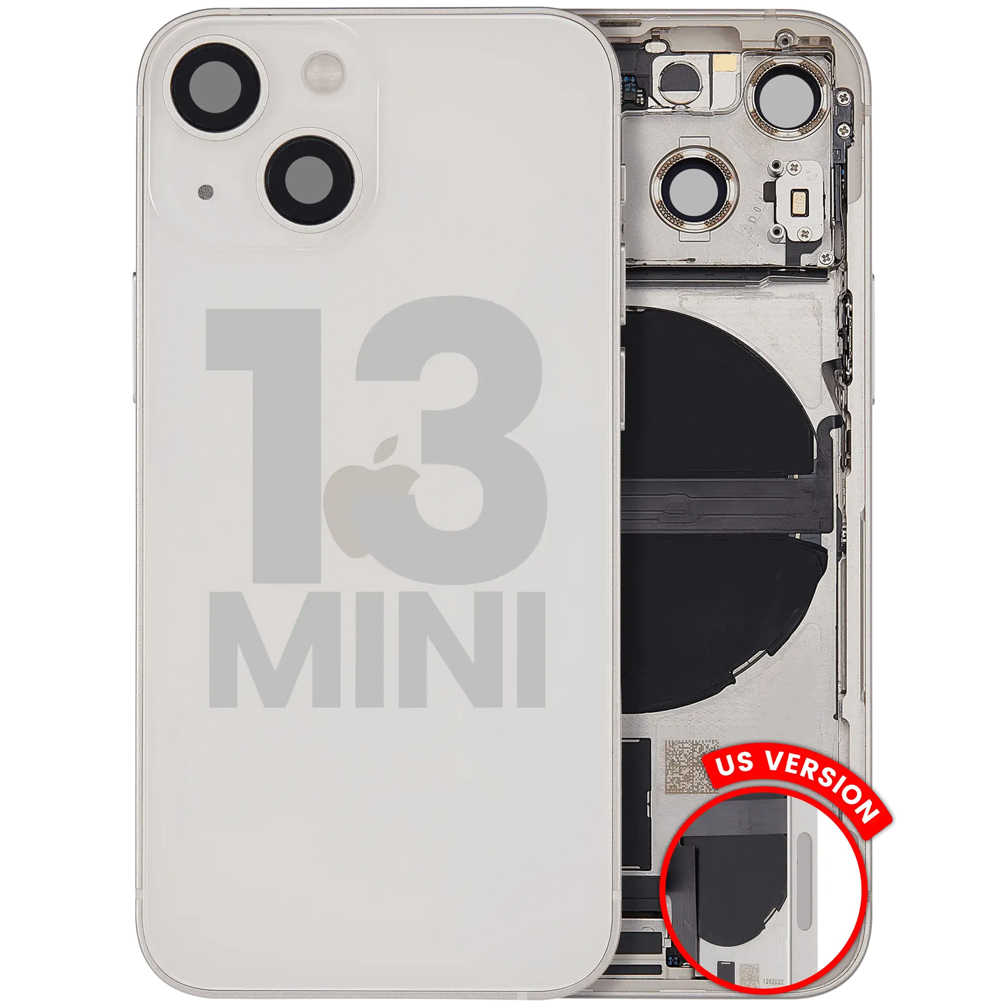 Back Housing W/ Charging Port Flex & Small Parts For iPhone 13 Mini (US Version) (Used OEM) (Pull) (Starlight)