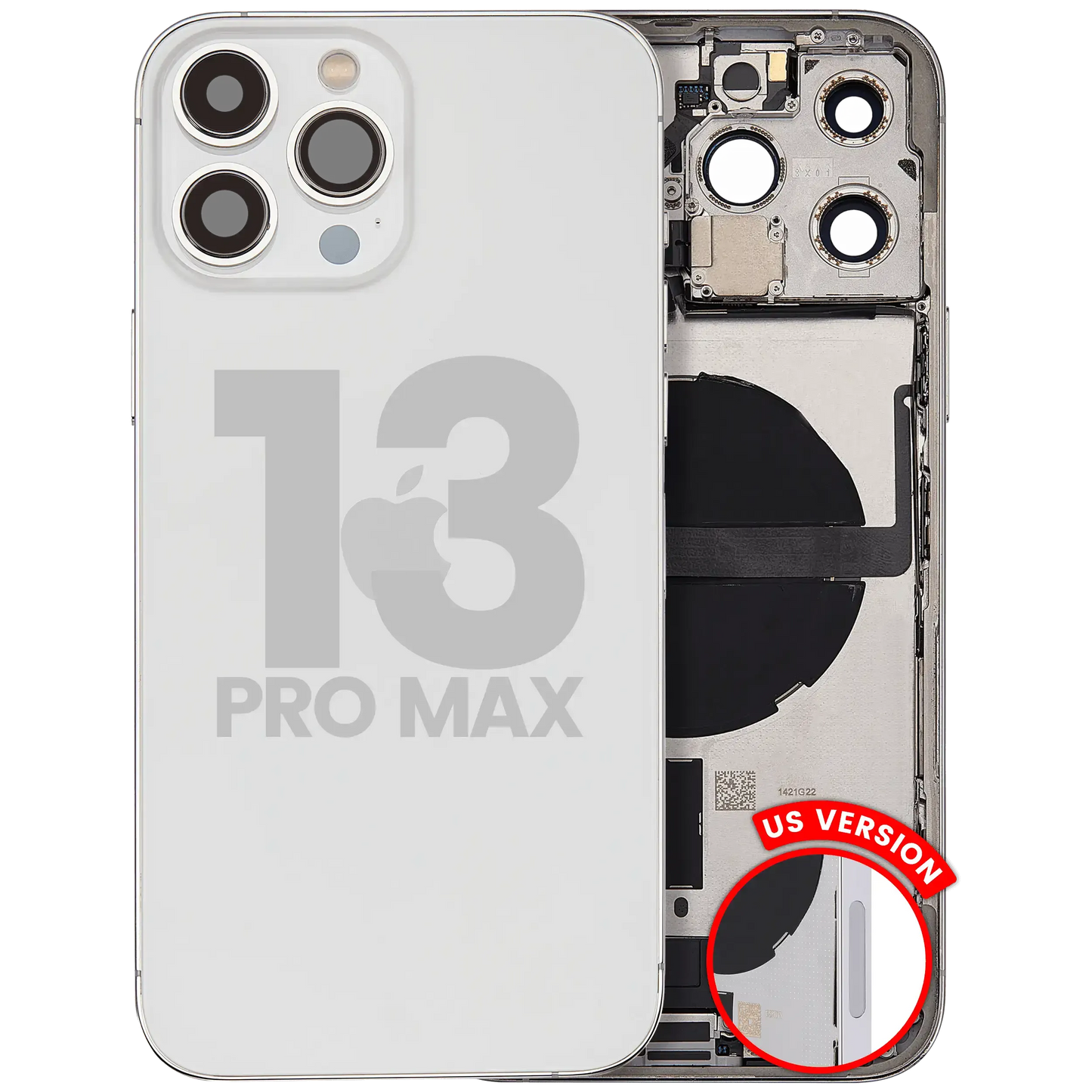 Back Housing W/ Charging Port Flex & Small Parts For iPhone 13 Pro Max (US Version) (Used OEM) (Pull) (Silver)