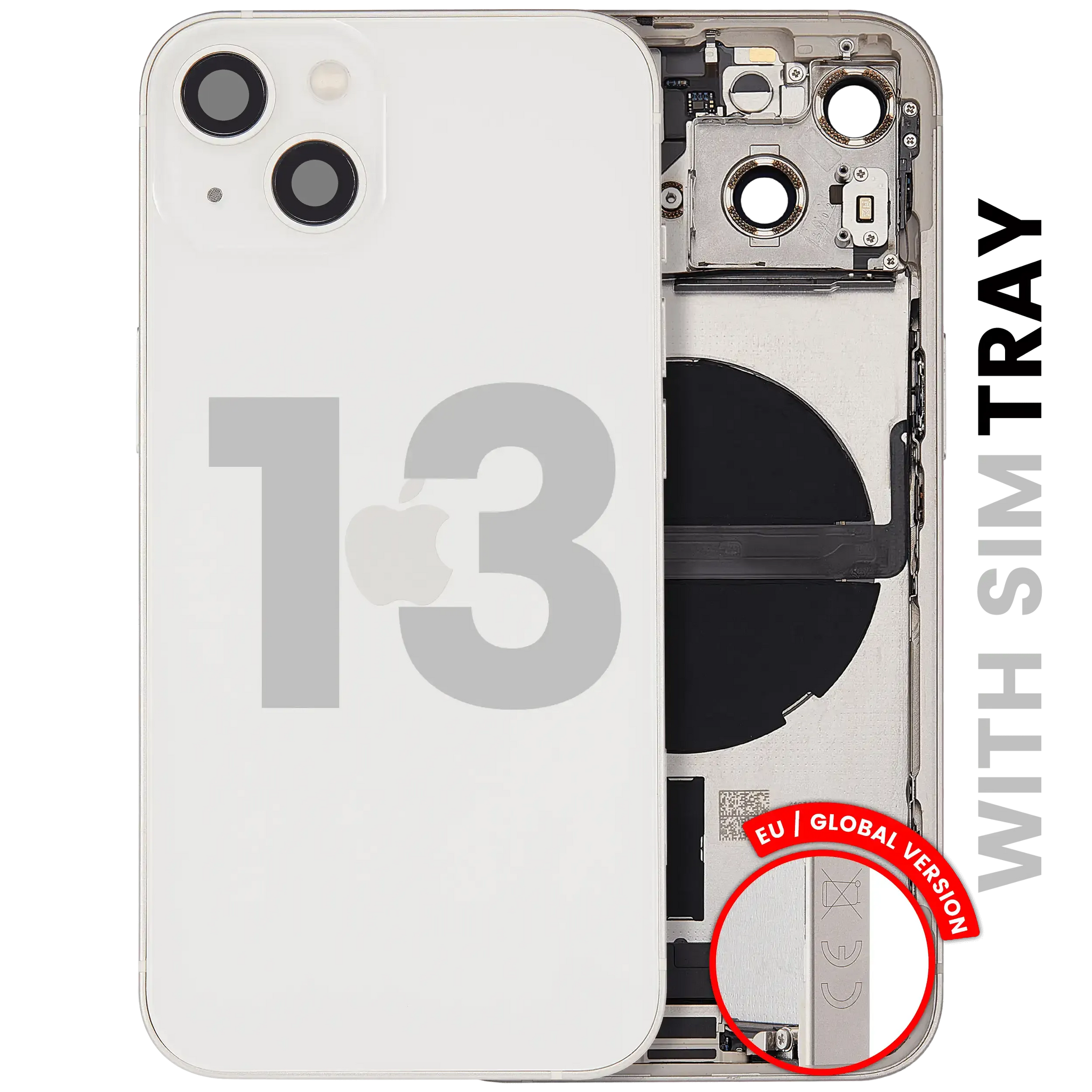 Back Housing W/ Charging Port Flex & Small Parts For iPhone 13 (EU / Global Version) (Pull) (Starlight)