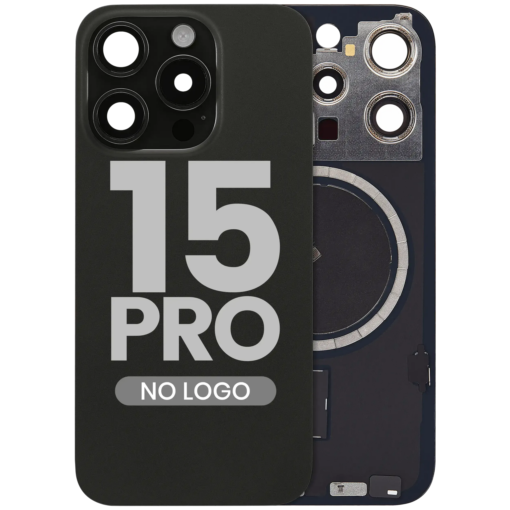 Back Glass w/ MagSafe Magnet For iPhone 15 Pro (Aftermarket) (Black Titanium) (No Logo)