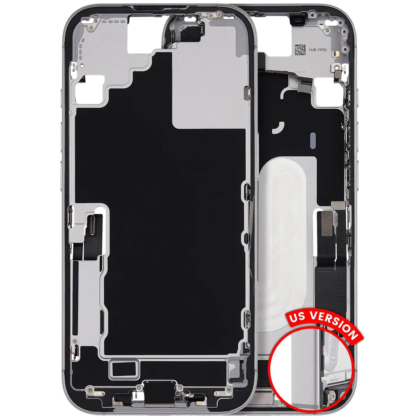 Mid-Frame Housing W/ Charging Port Flex & Small Parts For iPhone 17 (US Version) (Pull) (White)