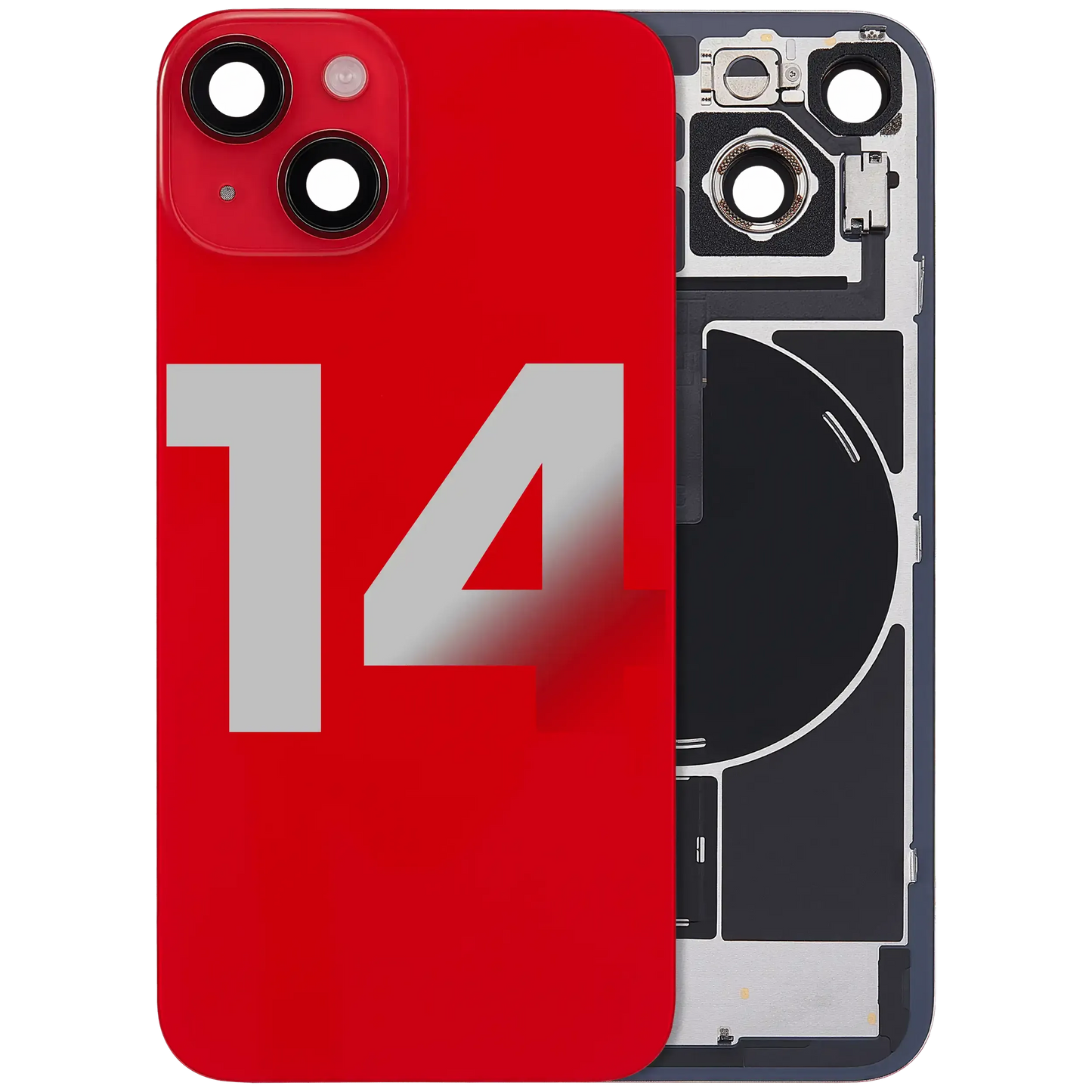 Back Glass w/ MagSafe Magnet & NFC & Flashlight Flex For iPhone 14 (Pull) (Red)