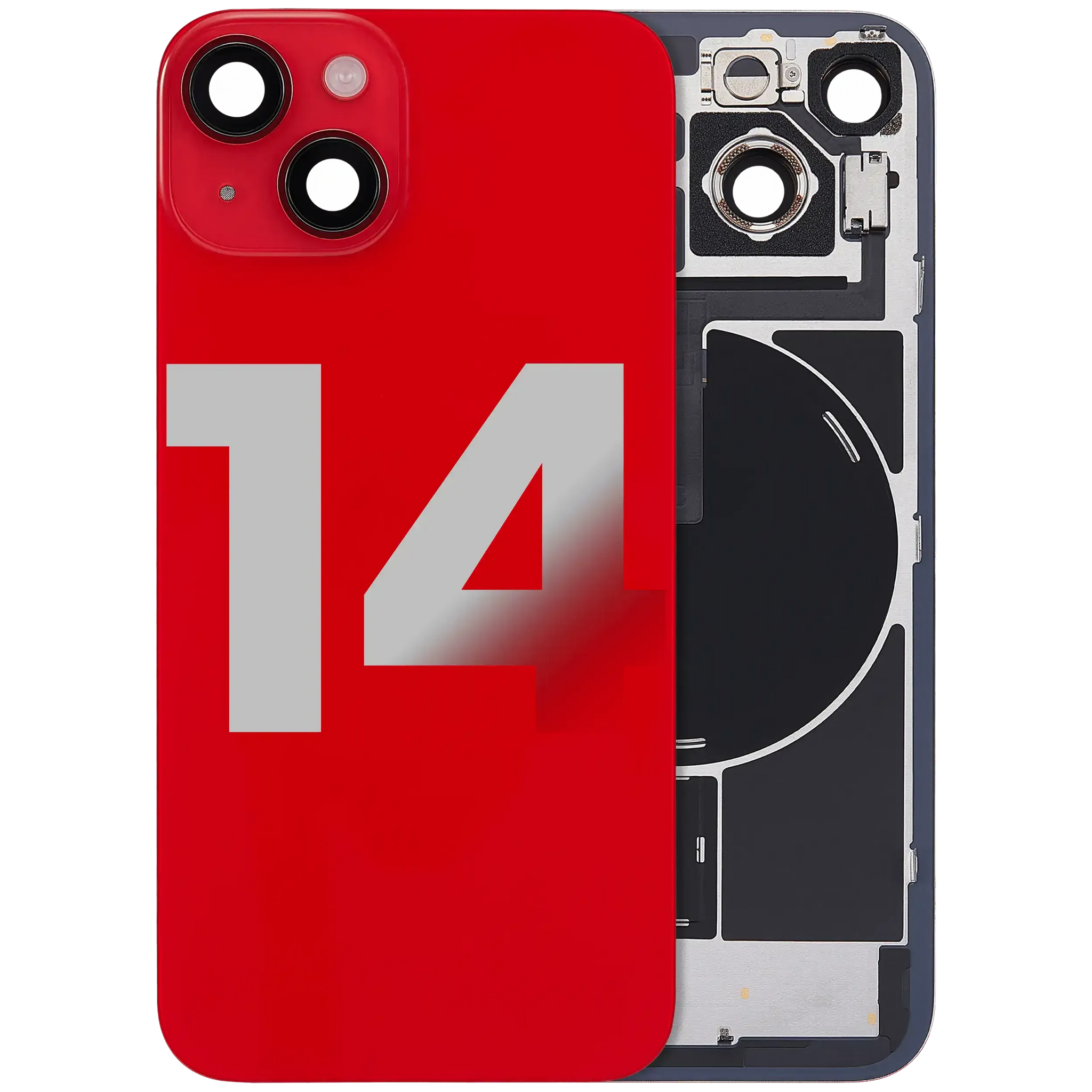 Back Glass w/ MagSafe Magnet & NFC & Flashlight Flex For iPhone 14 (Pull) (Red)
