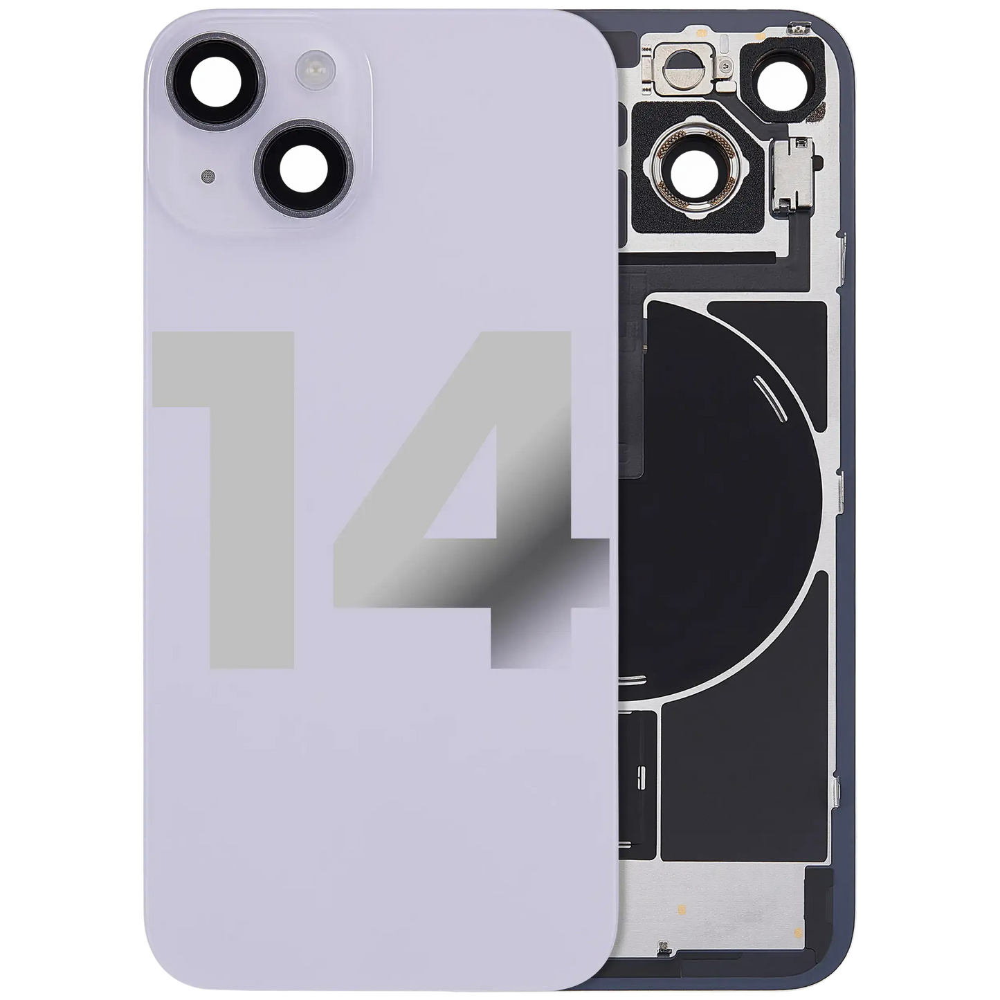 Back Glass w/ MagSafe Magnet & NFC & Flashlight Flex For iPhone 14 (Pull) (Purple)