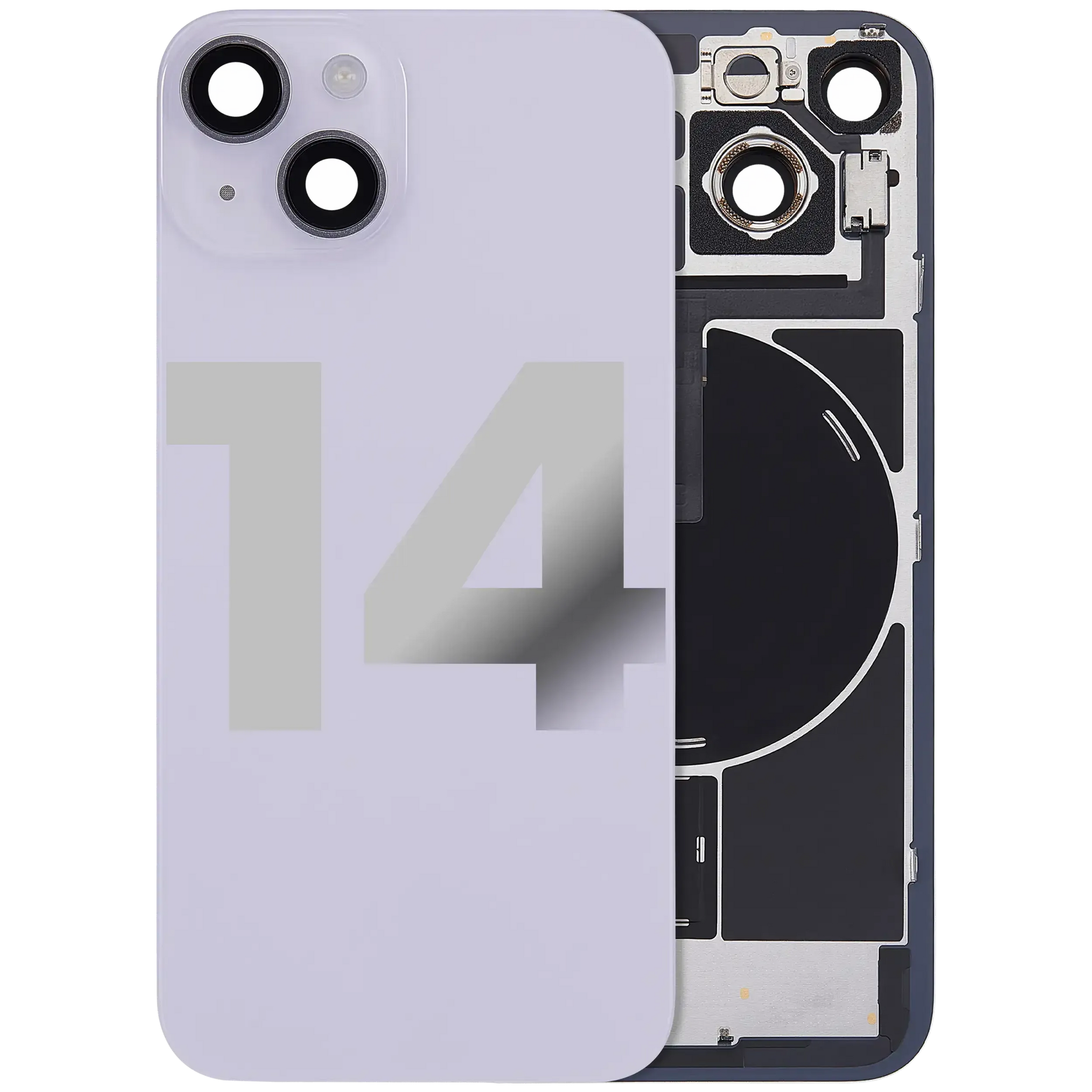 Back Glass w/ MagSafe Magnet & NFC & Flashlight Flex For iPhone 14 (Pull) (Purple)
