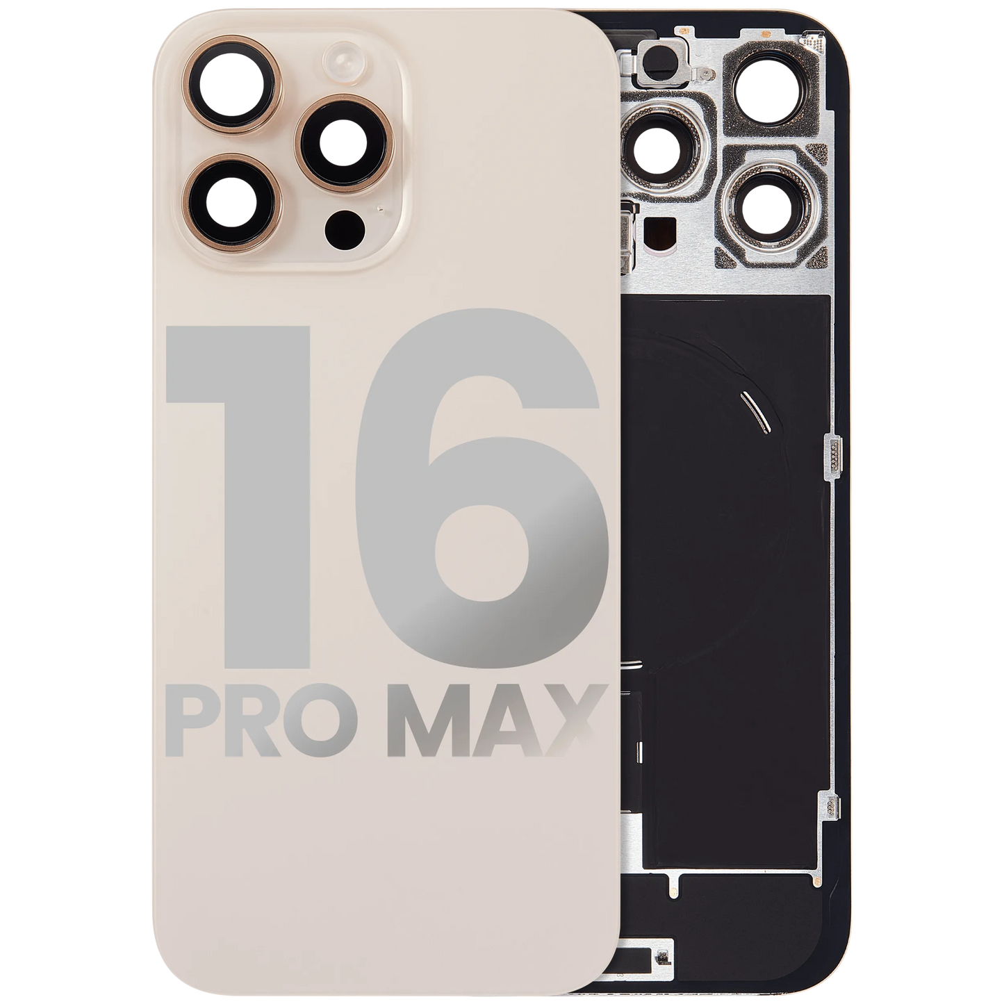 Back Glass w/ MagSafe Magnet & NFC & Flashlight Flex For iPhone 16 Pro Max (Pull) (Desert Titanium)