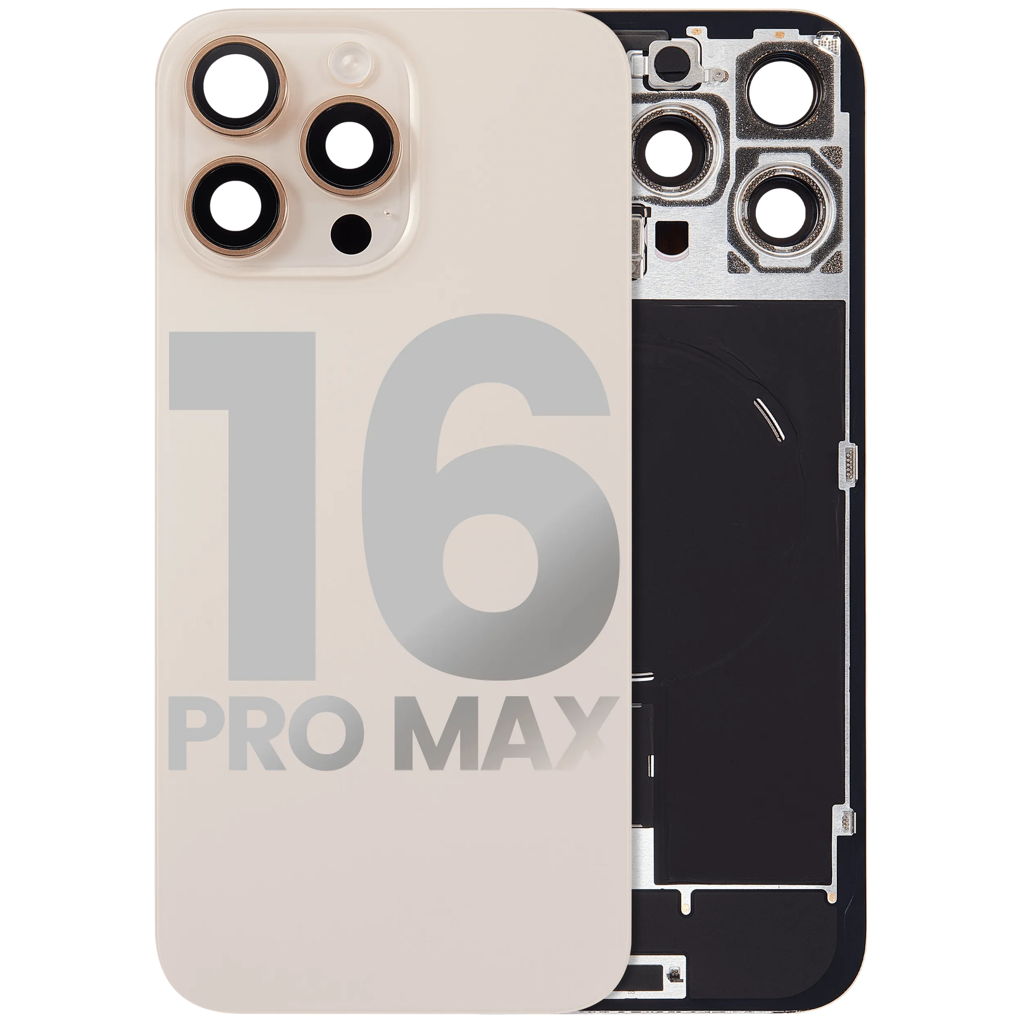 Back Glass w/ MagSafe Magnet & NFC & Flashlight Flex For iPhone 16 Pro Max (Pull) (Desert Titanium)