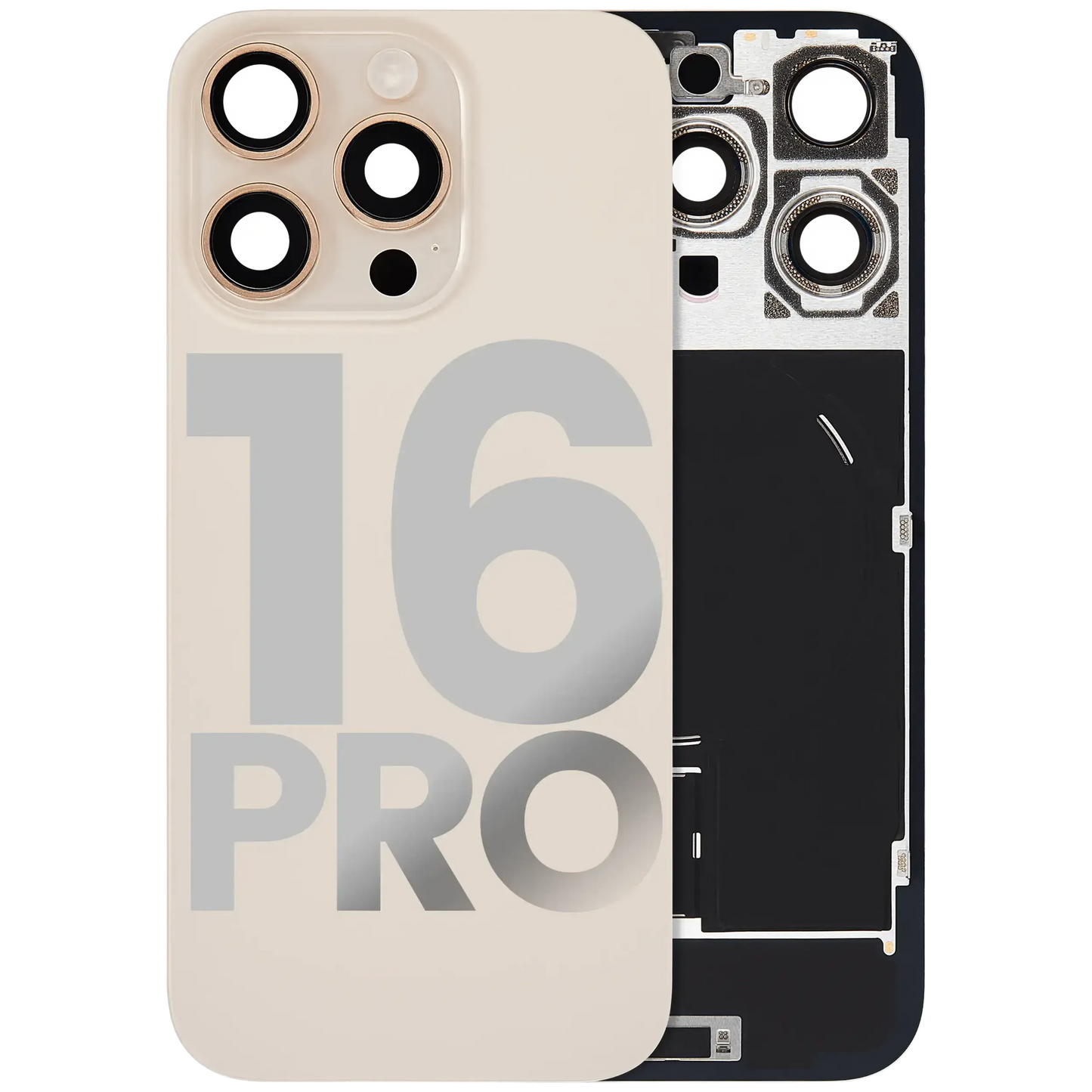 Back Glass w/ MagSafe Magnet & NFC & Flashlight Flex For iPhone 16 Pro (Pull) (Desert Titanium)