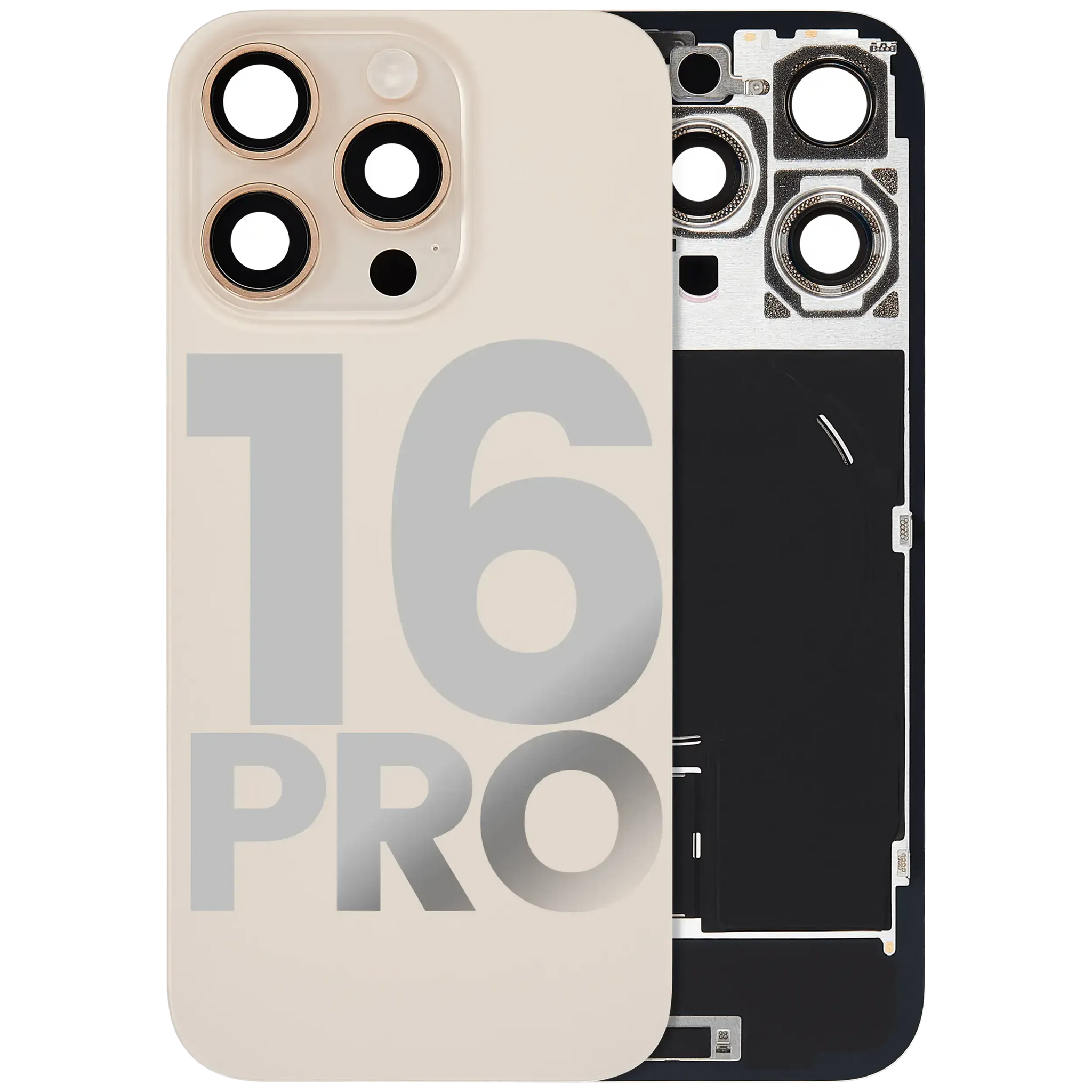 Back Glass w/ MagSafe Magnet & NFC & Flashlight Flex For iPhone 16 Pro (Pull) (Desert Titanium)