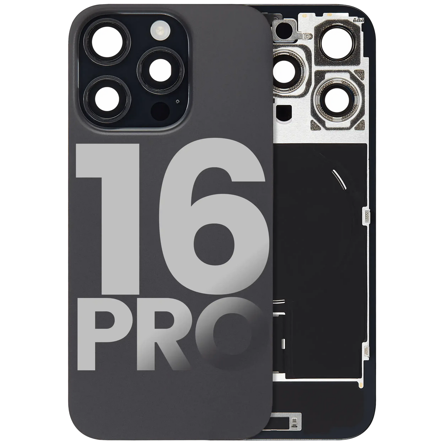 Back Glass w/ MagSafe Magnet & NFC & Flashlight Flex For iPhone 16 Pro (Pull) (Black Titanium)