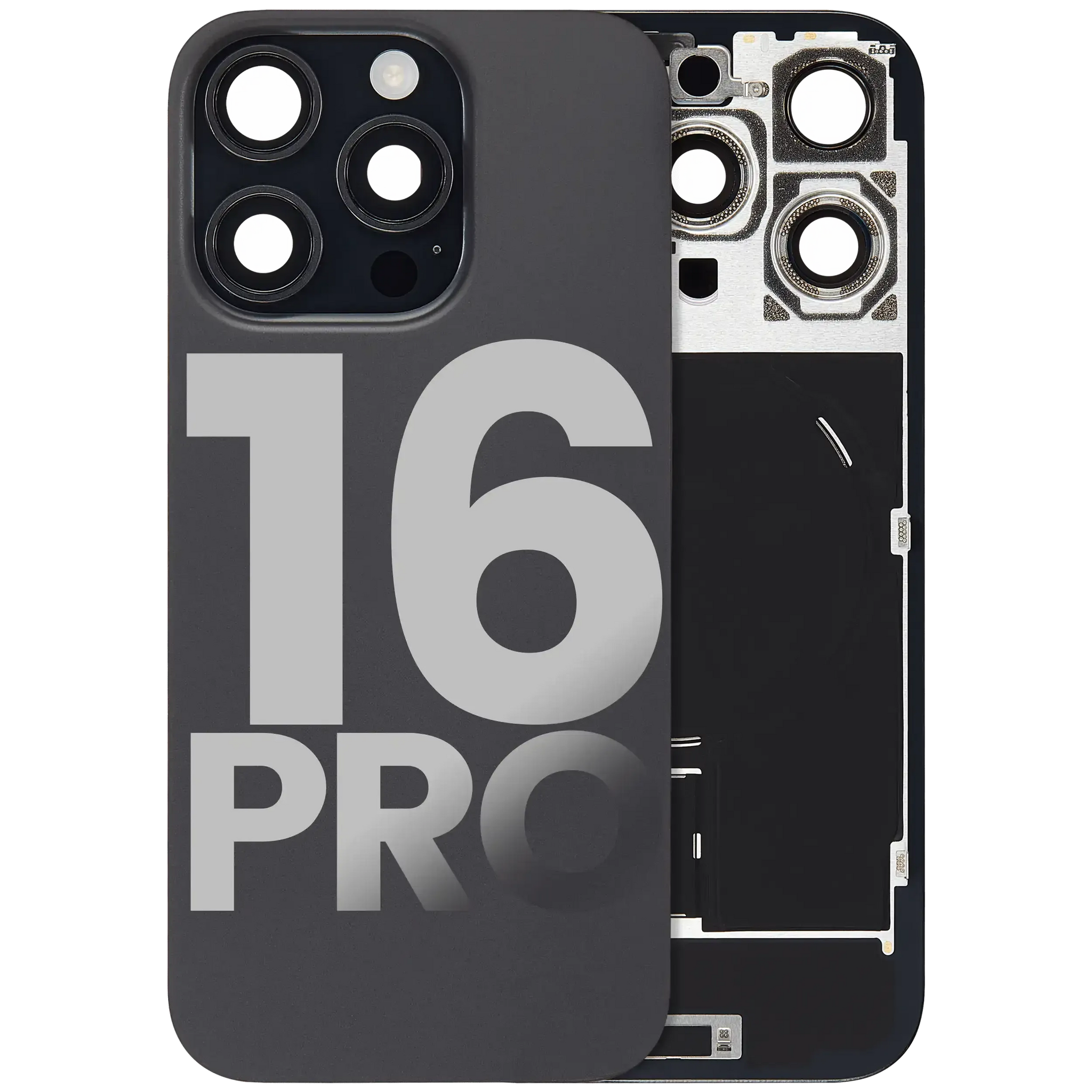 Back Glass w/ MagSafe Magnet & NFC & Flashlight Flex For iPhone 16 Pro (Pull) (Black Titanium)