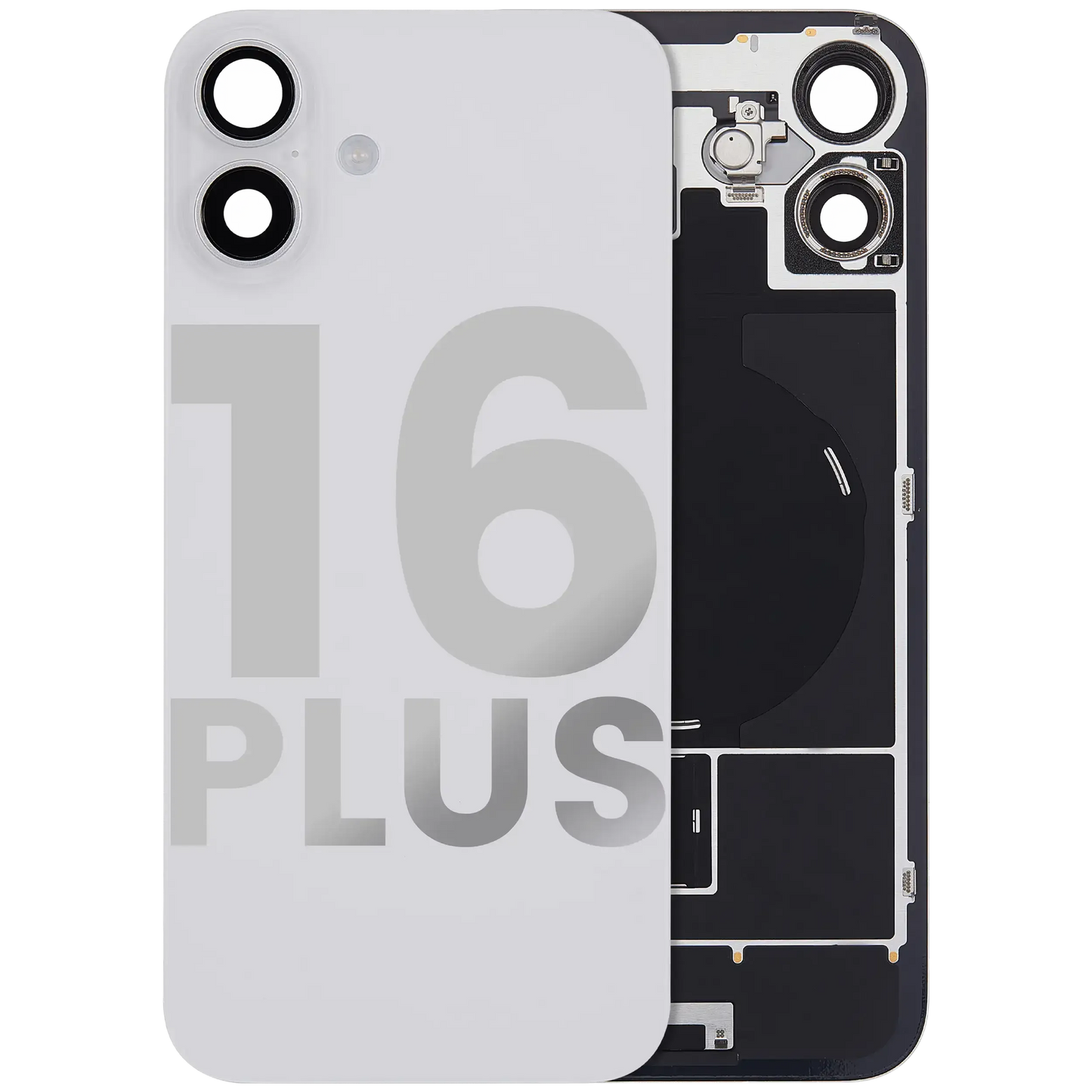 Back Glass w/ MagSafe Magnet & NFC & Flashlight Flex For iPhone 16 Plus (Pull) (White)