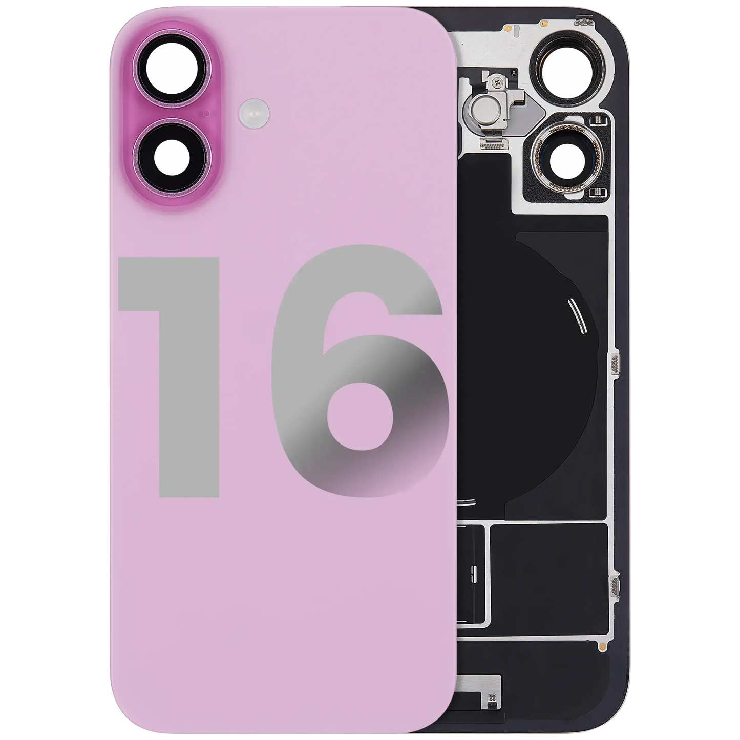 Back Glass w/ MagSafe Magnet & NFC & Flashlight Flex For iPhone 16 (Pull) (Pink)