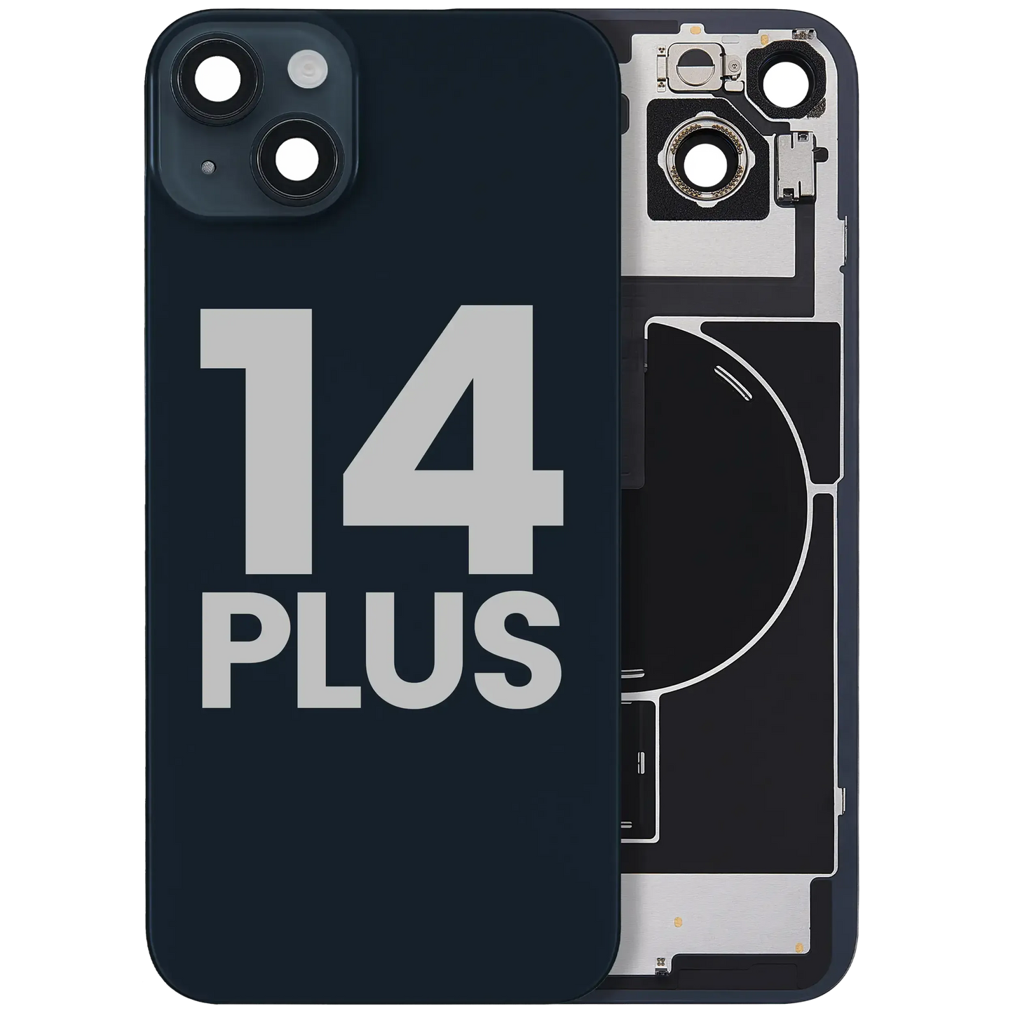Back Glass w/ MagSafe Magnet & NFC & Flashlight Flex For iPhone 14 Plus (Pull) (Midnight)