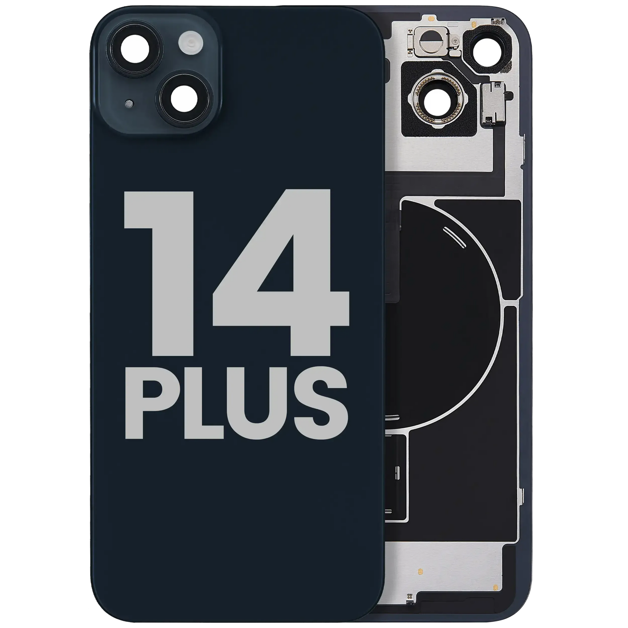 Back Glass w/ MagSafe Magnet & NFC & Flashlight Flex For iPhone 14 Plus (Pull) (Midnight)